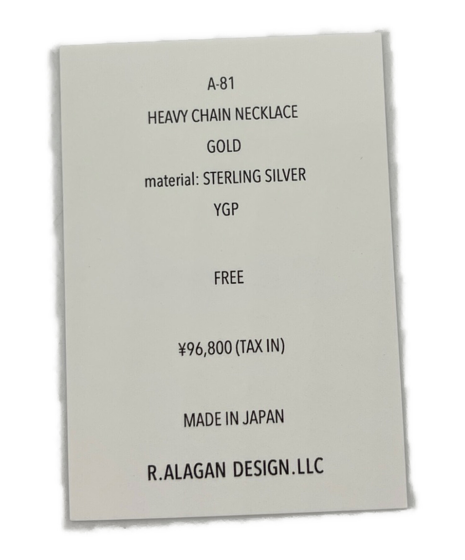 HEAVY CHAIN NECKLACE｜R.ALAGAN(ララガン)公式通販｜ヘヴィチェーンネックレス | R.ALAGANララガン HEAVY CHAIN NECKLACE | UNITED ARROWS