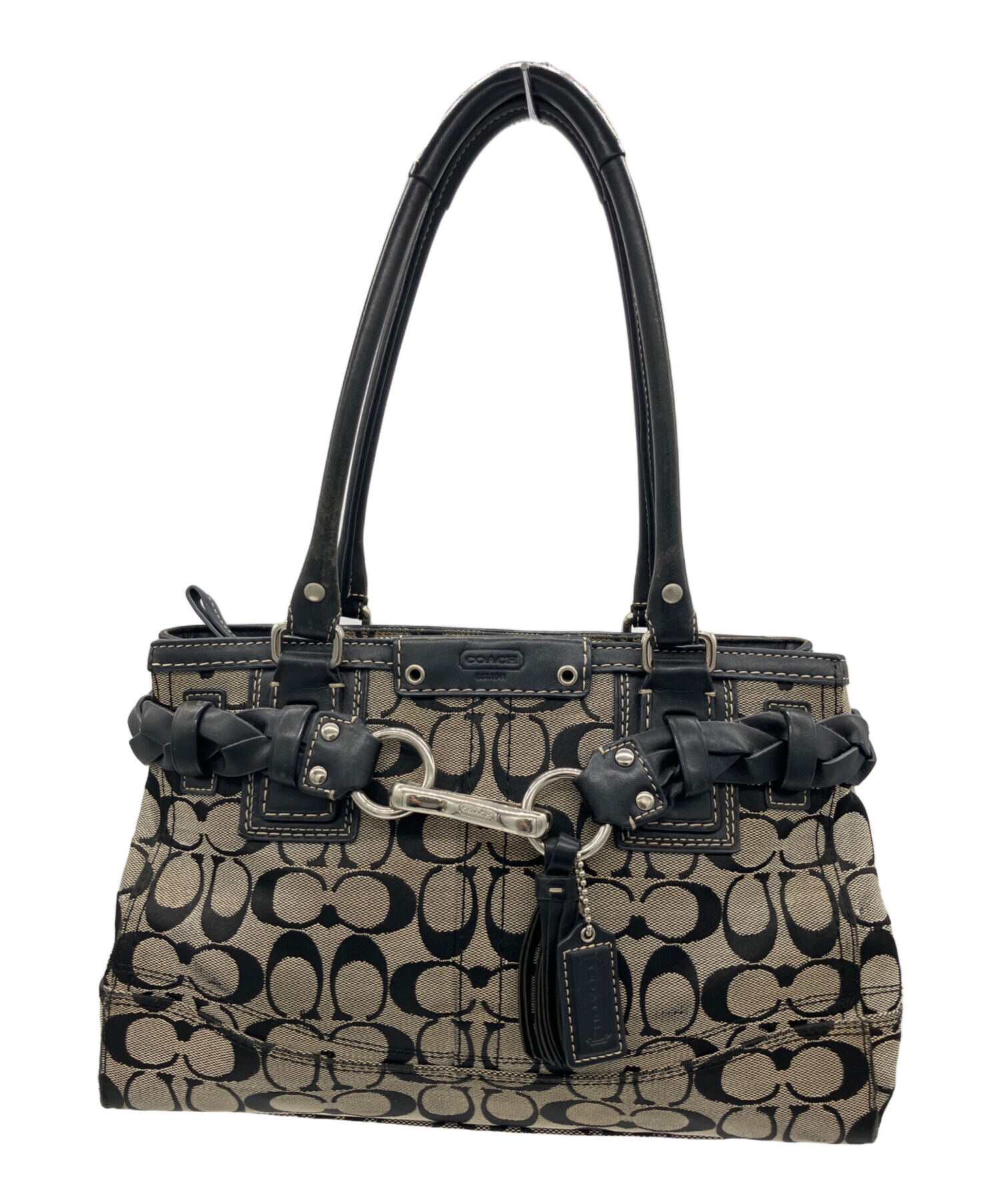 コーチ　シグネクチャー　バック 中古・古着通販】COACH (コーチ) シグネチャー バッグ ベージュ
