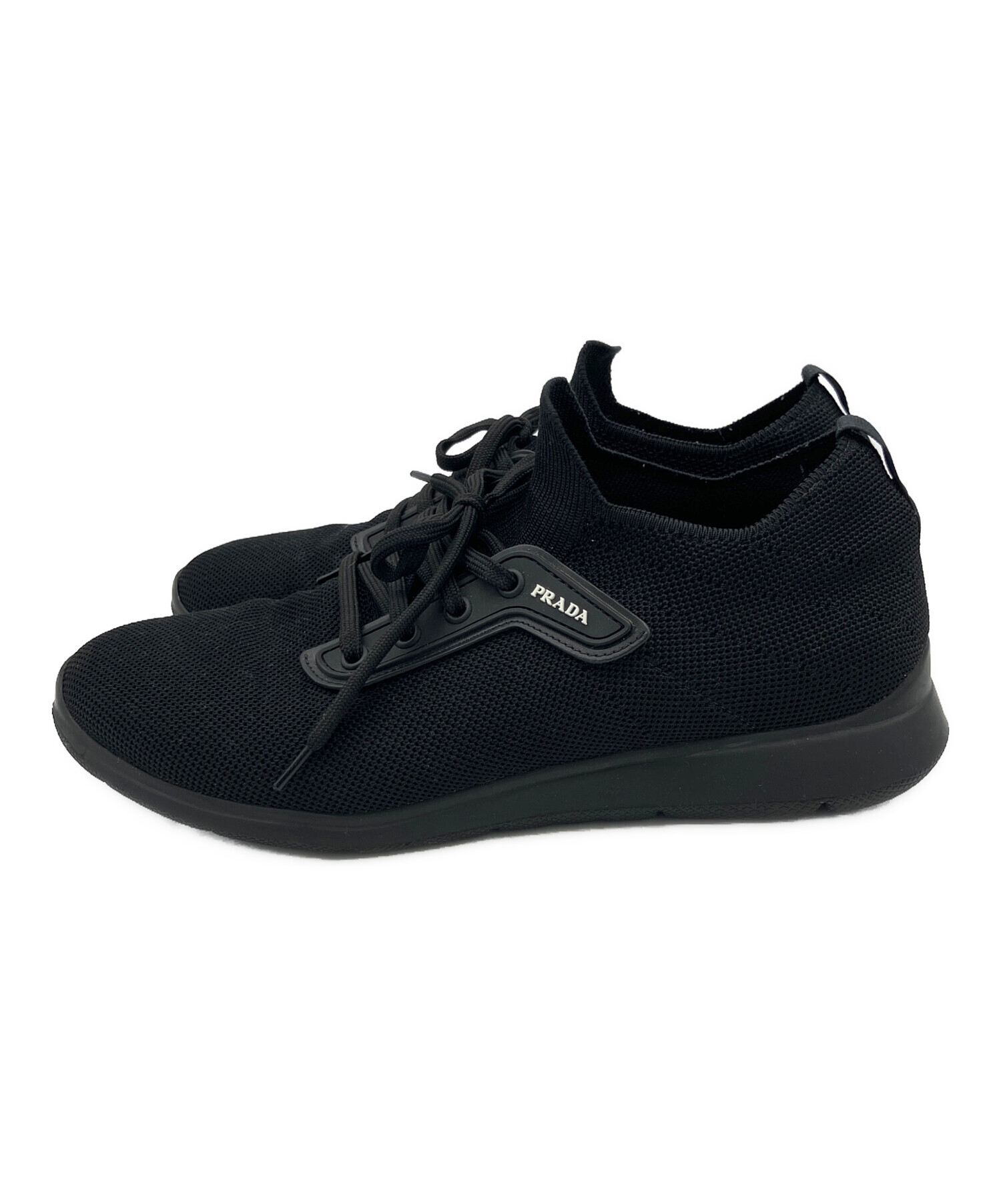 PRADA ブラックスニーカー 35 中古・古着通販】PRADA (プラダ) メッシュローカットスニーカー