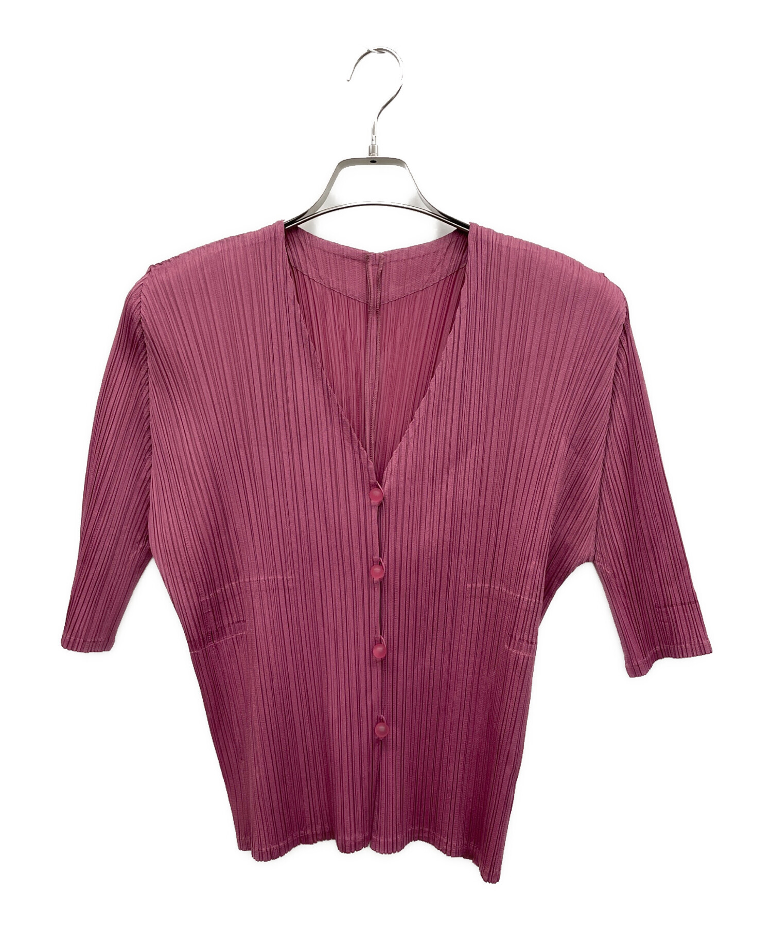 美品、PLEATS PLEASE、プリーツプリーズ、カーディガン、薄いピンク色 中古・古着通販】PLEATS PLEASE (プリーツプリーズ) 薄手カーディガン