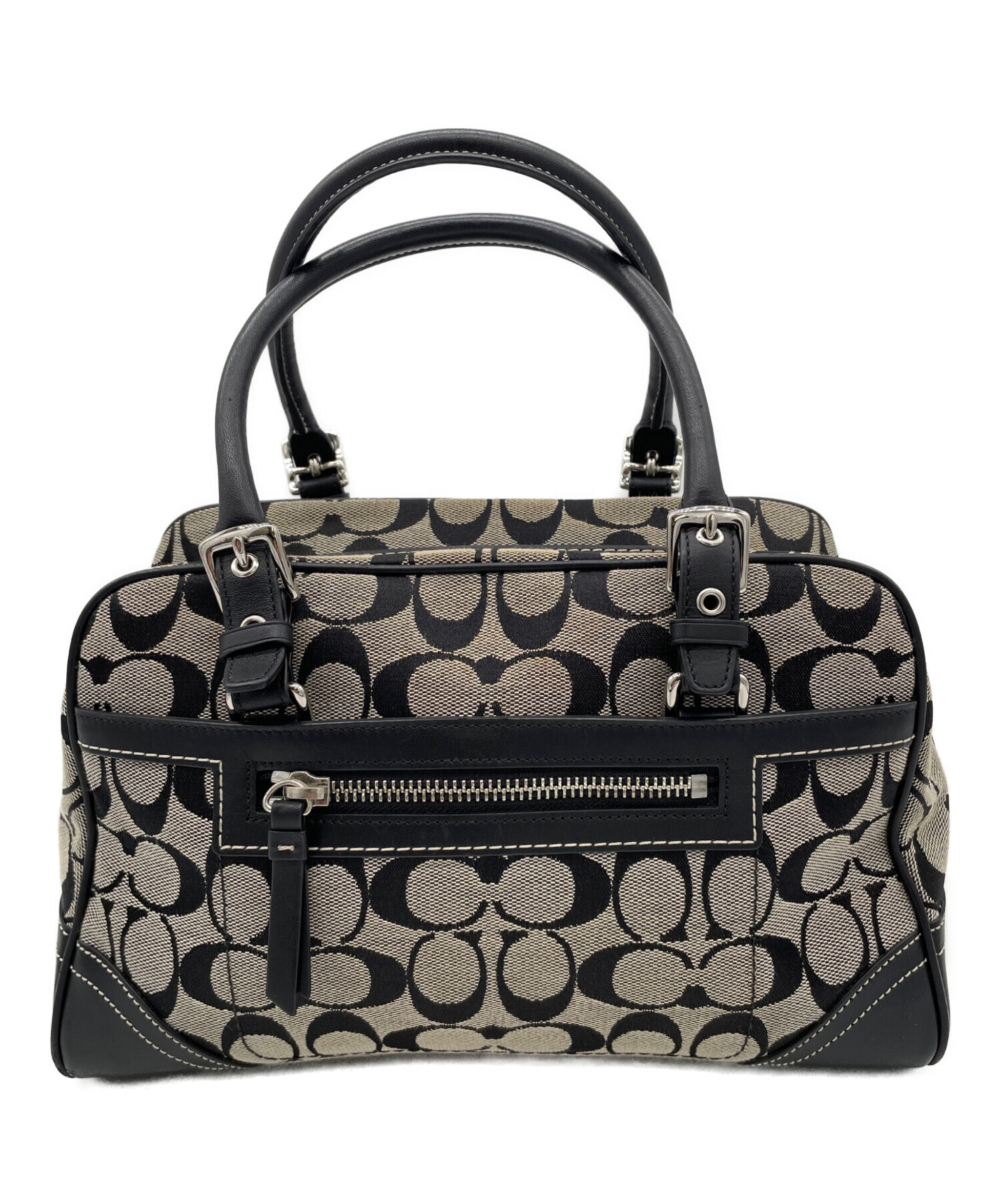 中古・古着通販】COACH (コーチ) ハンドバッグ ブラック×ベージュ