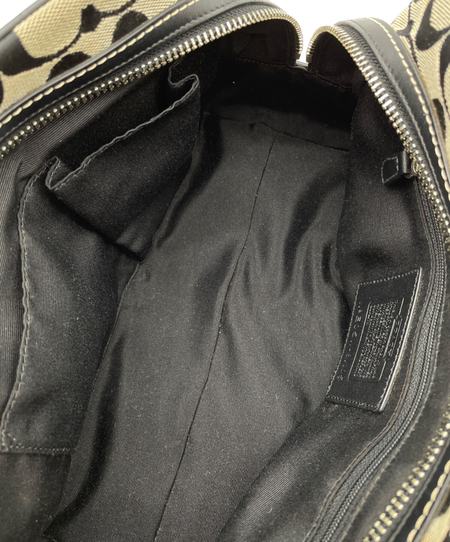 中古・古着通販】COACH (コーチ) ハンドバッグ ブラック×ベージュ 