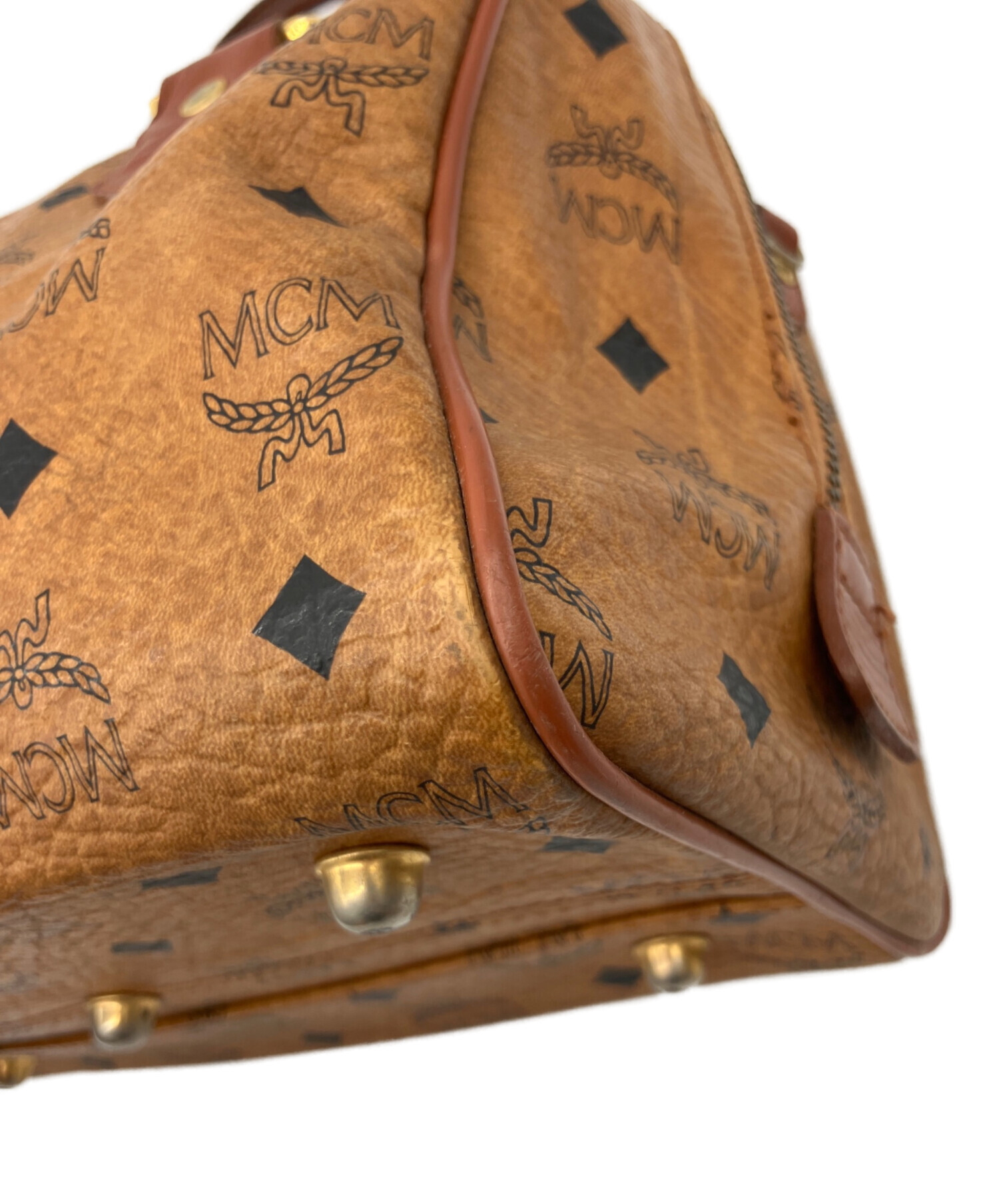 MCM ミニボストンバッグ ブラウン 中古・古着通販】MCM (エムシーエム) ミニボストンバッグ ブラウン
