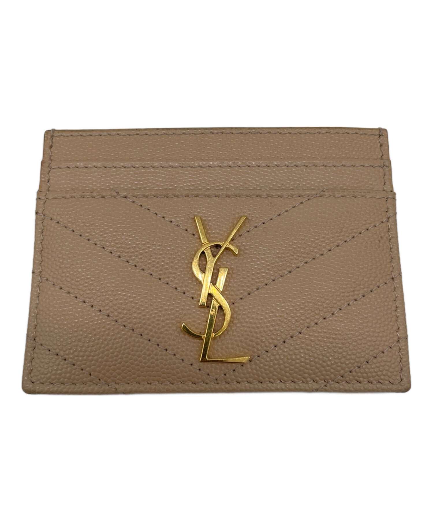 SAINT LAURENT PARIS 財布・ケース  ベージュ 【古着】【中古】【送料無料】 中古・古着通販】Yves Saint Laurent (イヴサンローラン) カードケース
