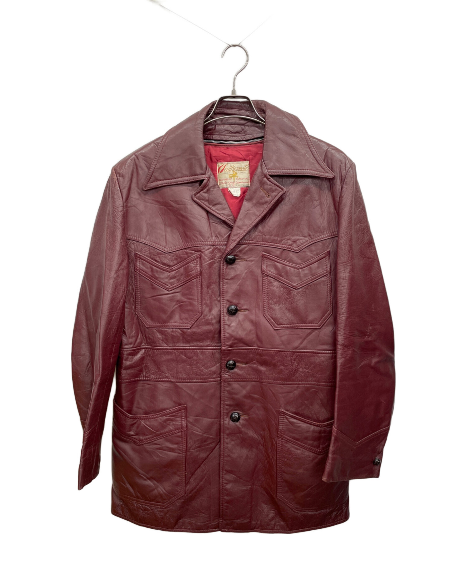 中古・古着通販】Leathermate (レザーメイト) レザーコート レッド 