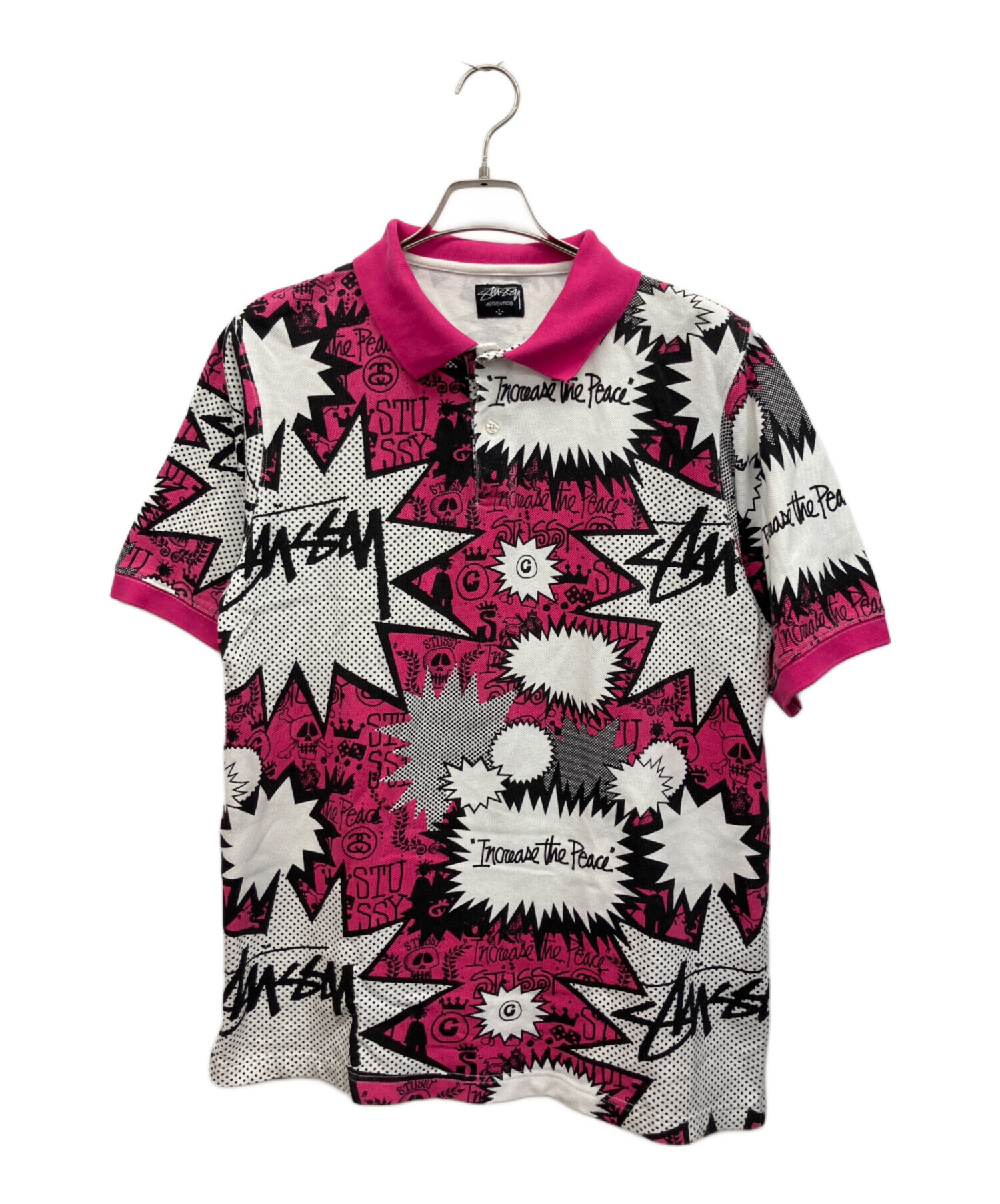 中古・古着通販】stussy (ステューシー) ポロシャツ ピンク サイズ:L