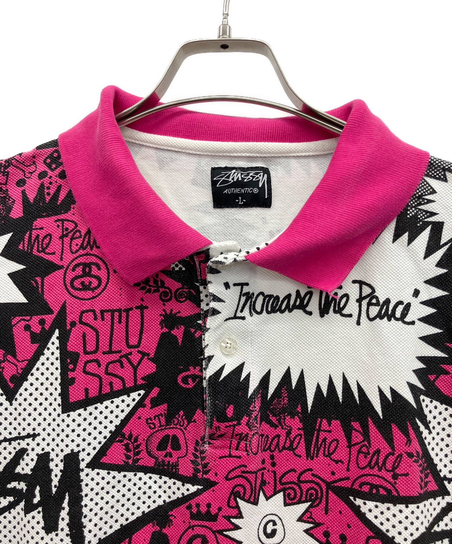 中古・古着通販】stussy (ステューシー) ポロシャツ ピンク サイズ:L