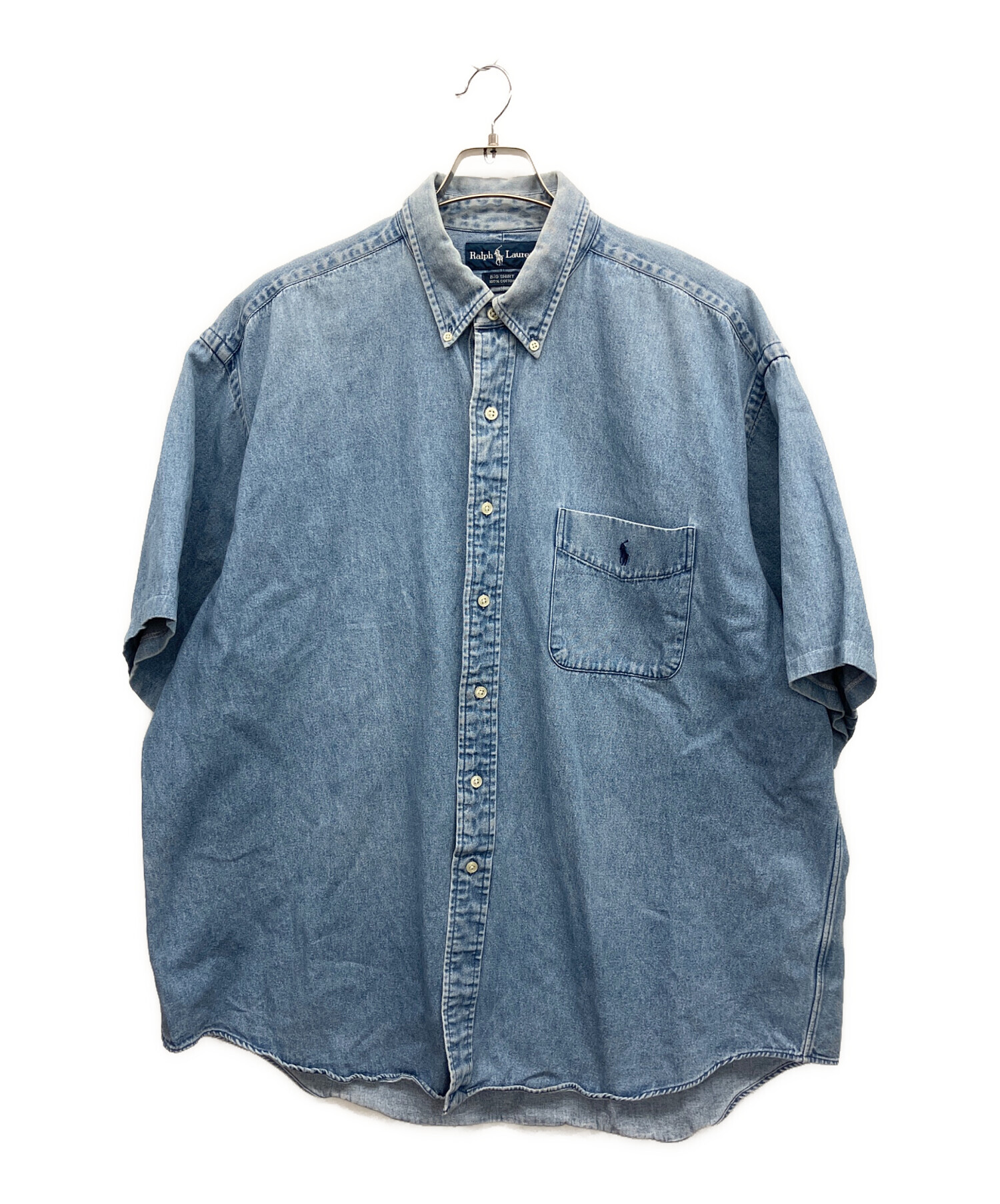 ラルフローレン 半袖 デニムシャツ Lサイズ インディゴ オーバーサイズ 中古・古着通販】RALPH LAUREN (ラルフローレン) デニムシャツ