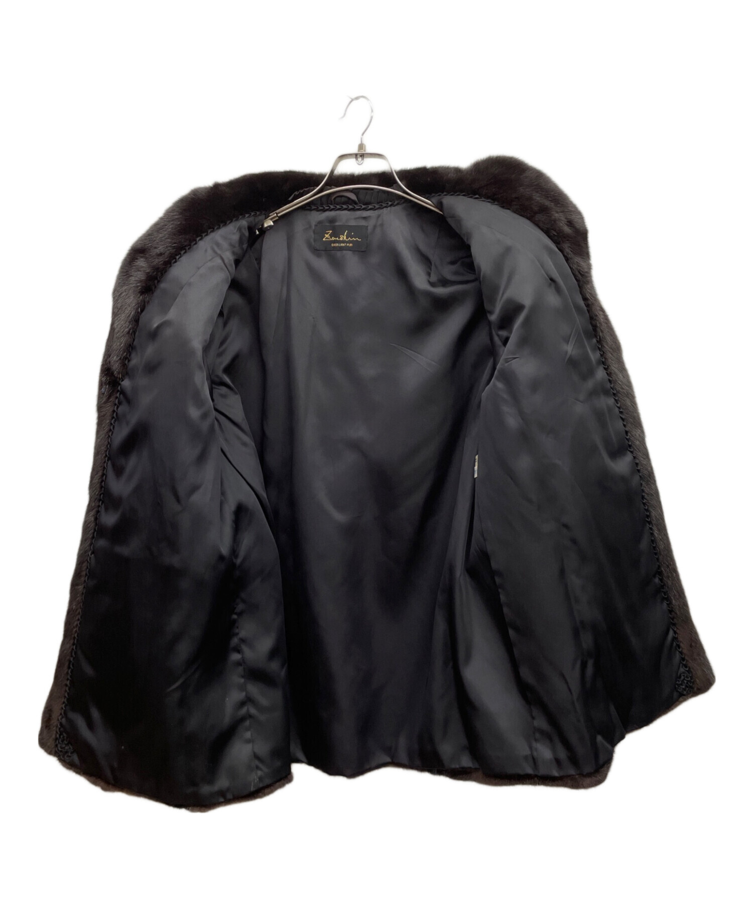 中古・古着通販】ZENSHIN (ゼンシン) 毛皮ハーフコート ブラック
