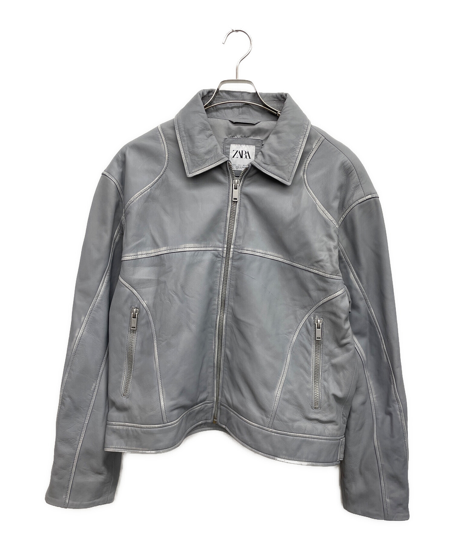 中古・古着通販】ZARA (ザラ) フェイクレザージャケット グレー サイズ