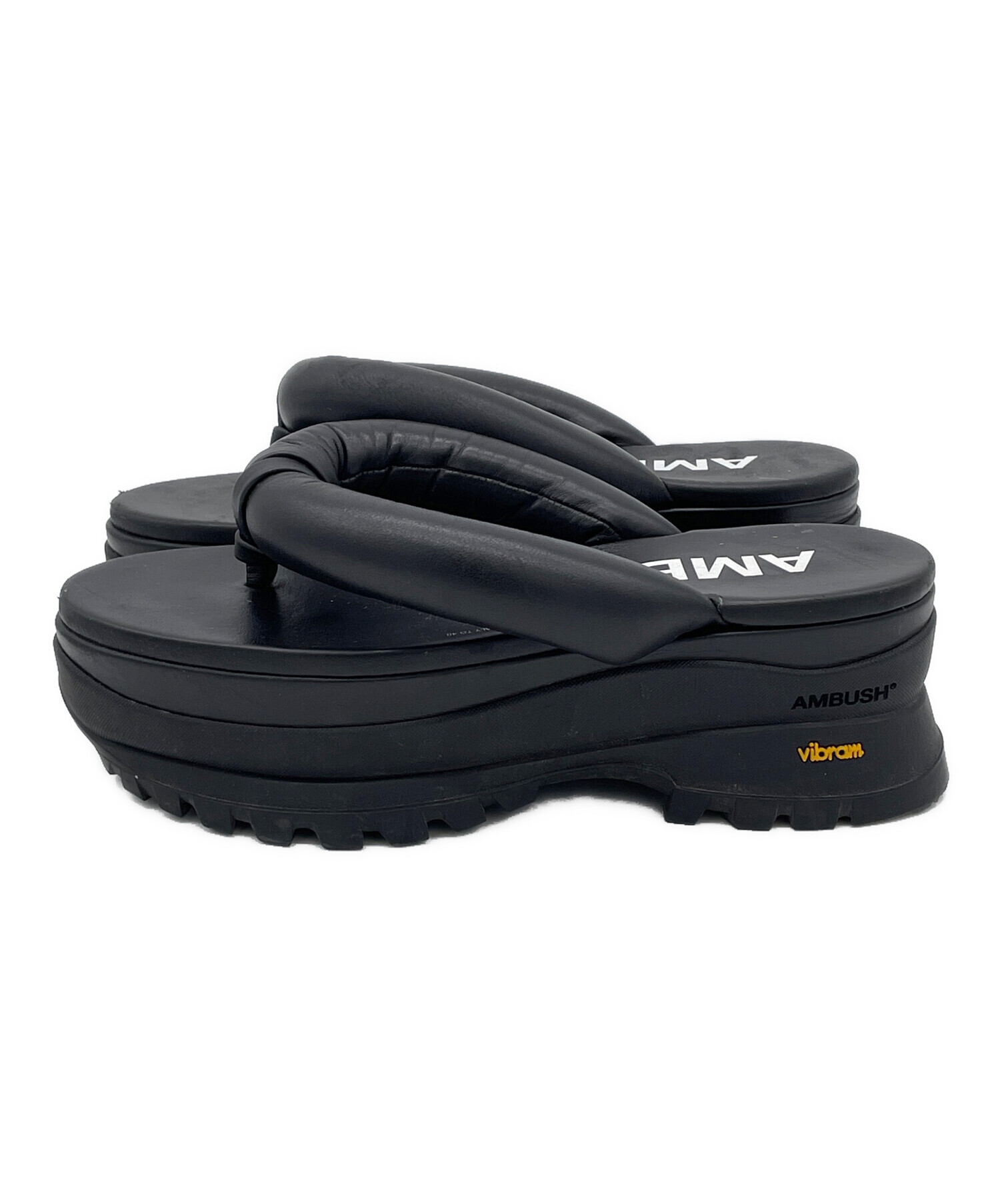 AMBUSH アンブッシュ ロゴ サンダル 27cm ブラック スライド 中古・古着通販】AMBUSH (アンブッシュ) GETA SANDALS ブラック サイズ