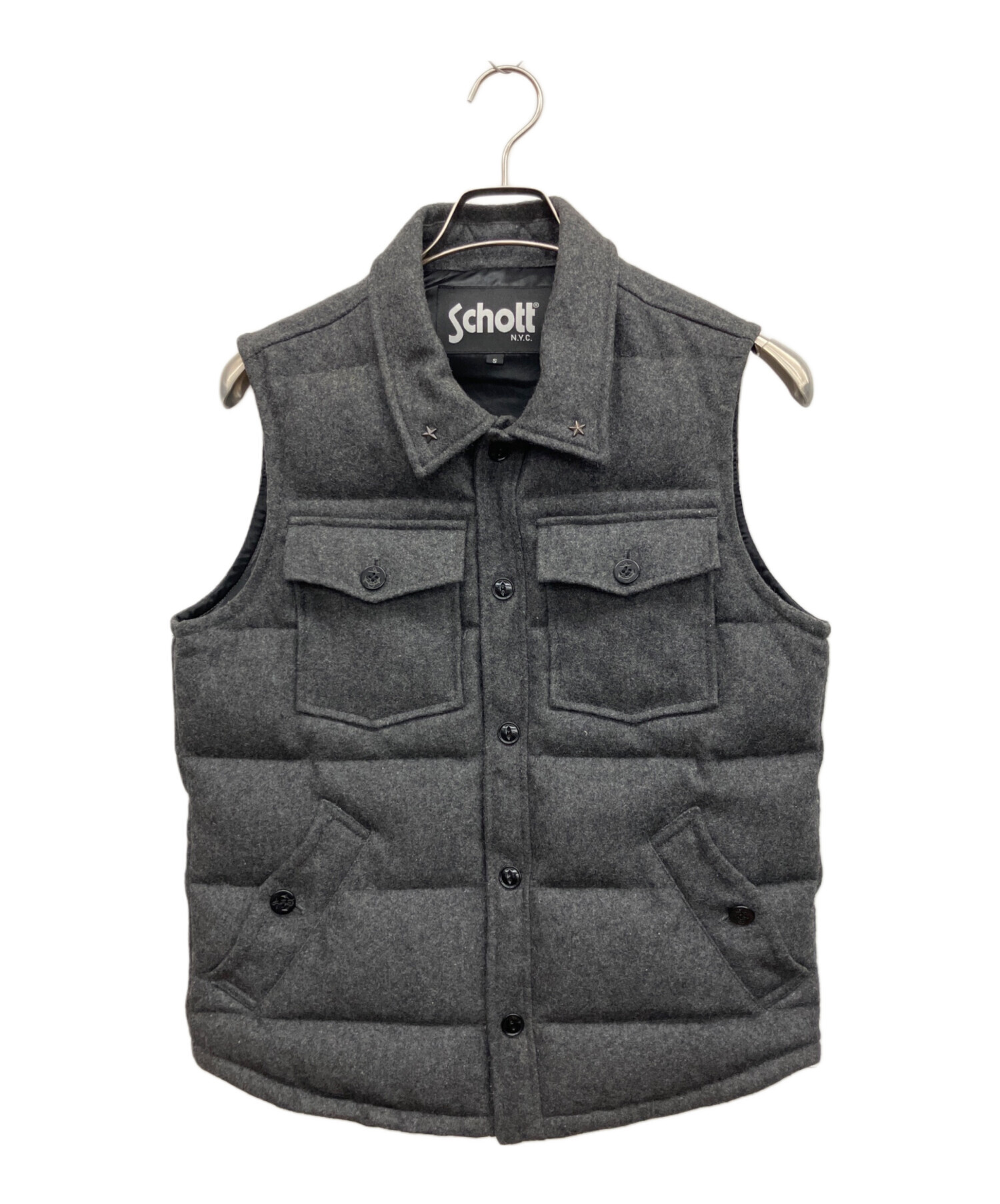 中古・古着通販】Schott (ショット) ダウンベスト グレー サイズ:S