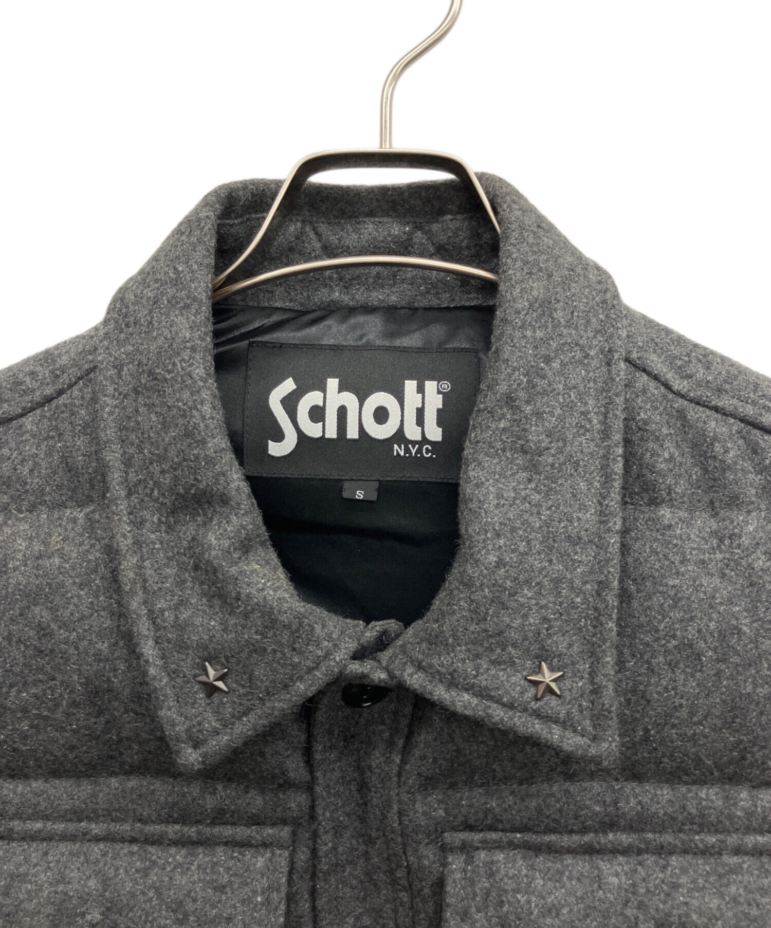 中古・古着通販】Schott (ショット) ダウンベスト グレー サイズ:S