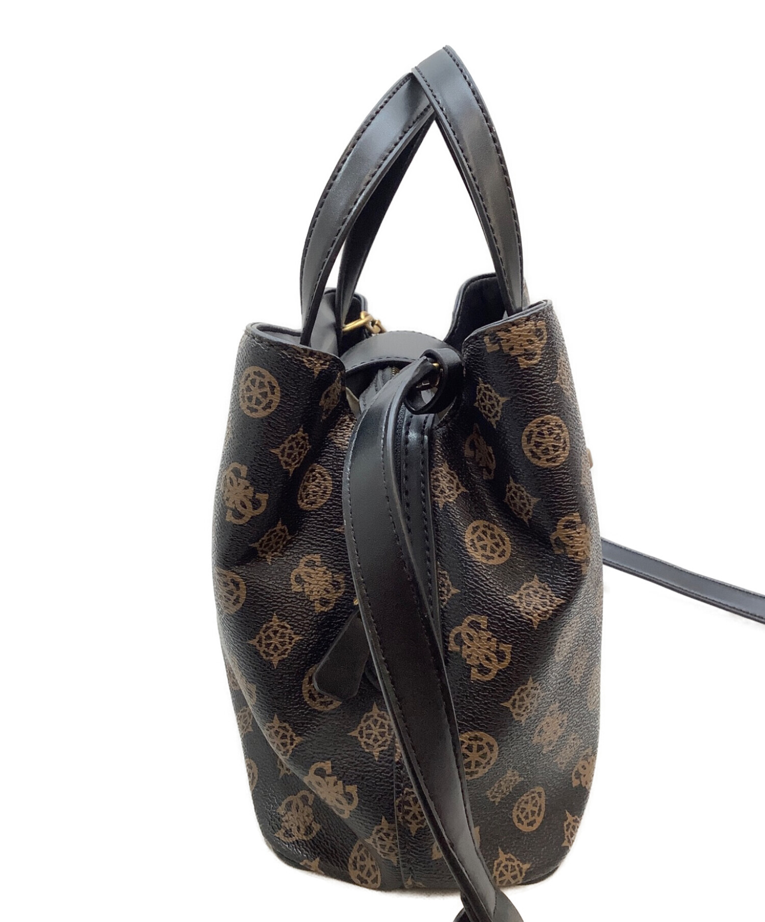 中古・古着通販】GUESS (ゲス) ハンドバッグ ブラック×カーキ