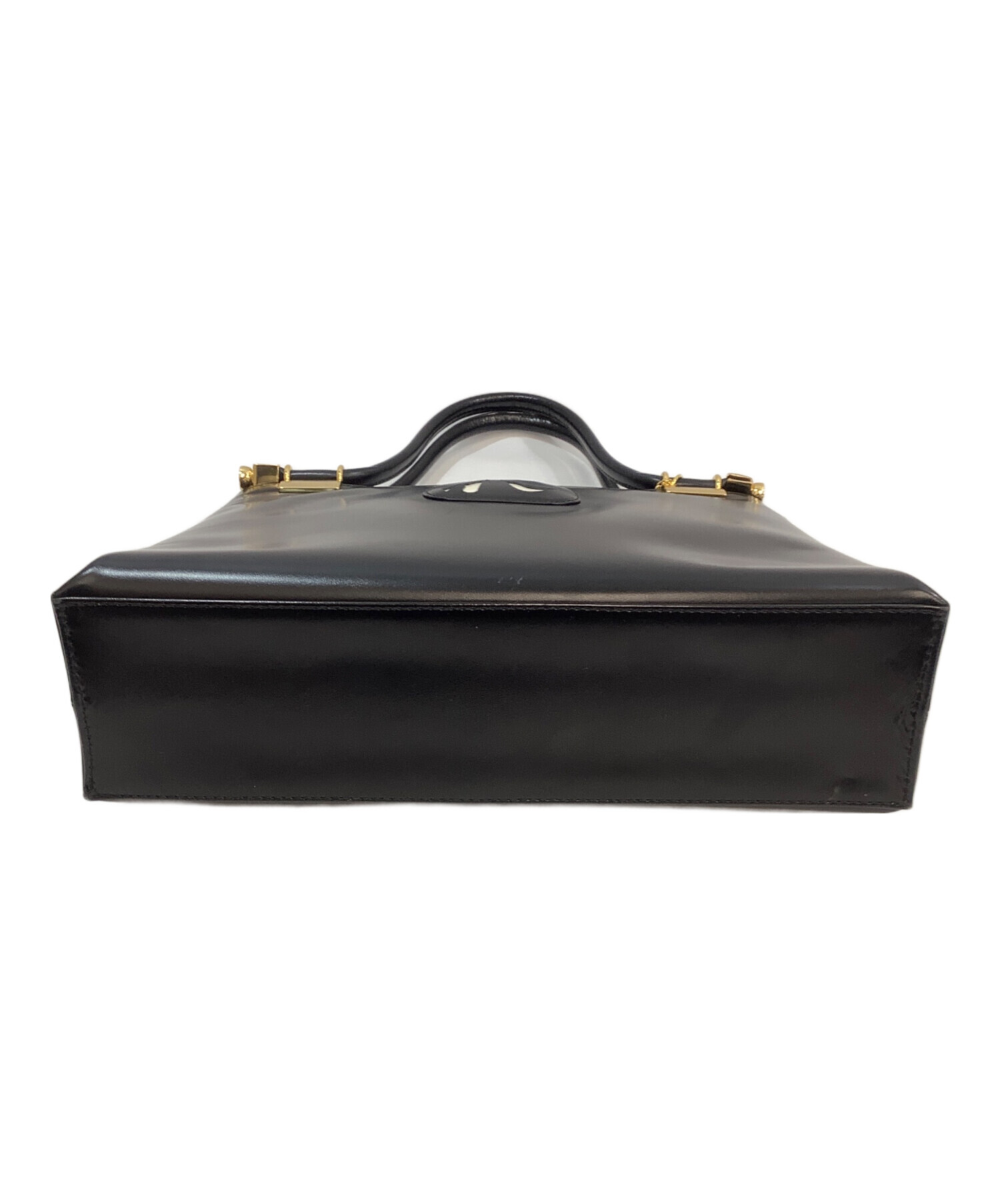 中古・古着通販】KITAMURA (キタムラ) ハンドバッグ ブラック×ゴールド