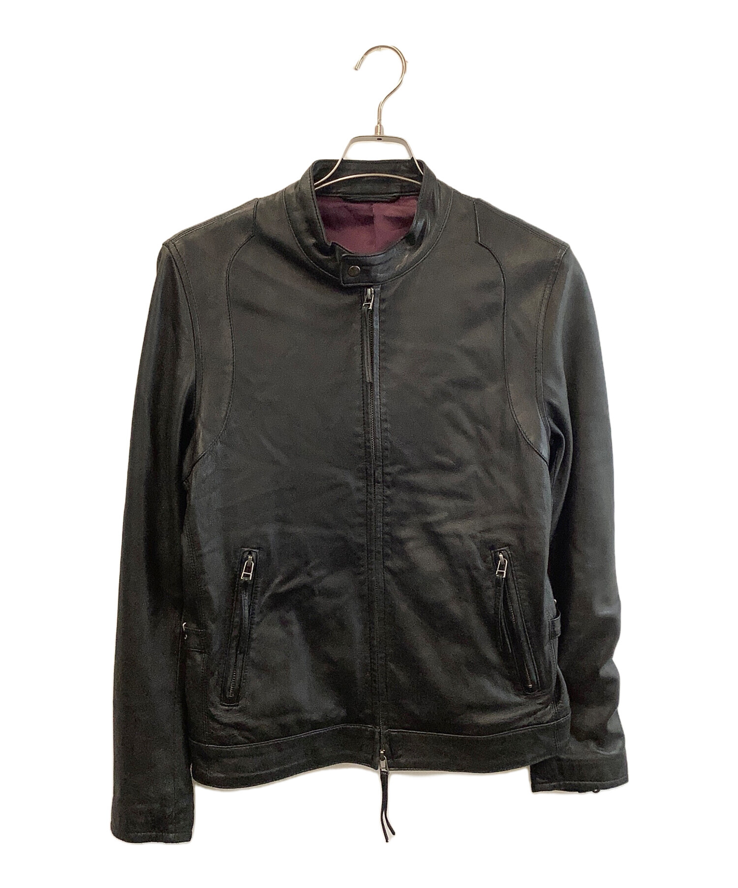 美品✨BOYCOTT シングル ライダースジャケット ラムレザー ブラック L BOYCOTT シングル ライダース ラム レザー ジャケット 美品✨BOYCOTT
