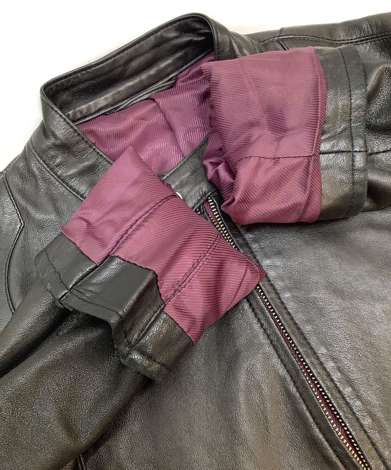 中古・古着通販】BOYCOTT (ボイコット) ラムレザージャケット ブラック