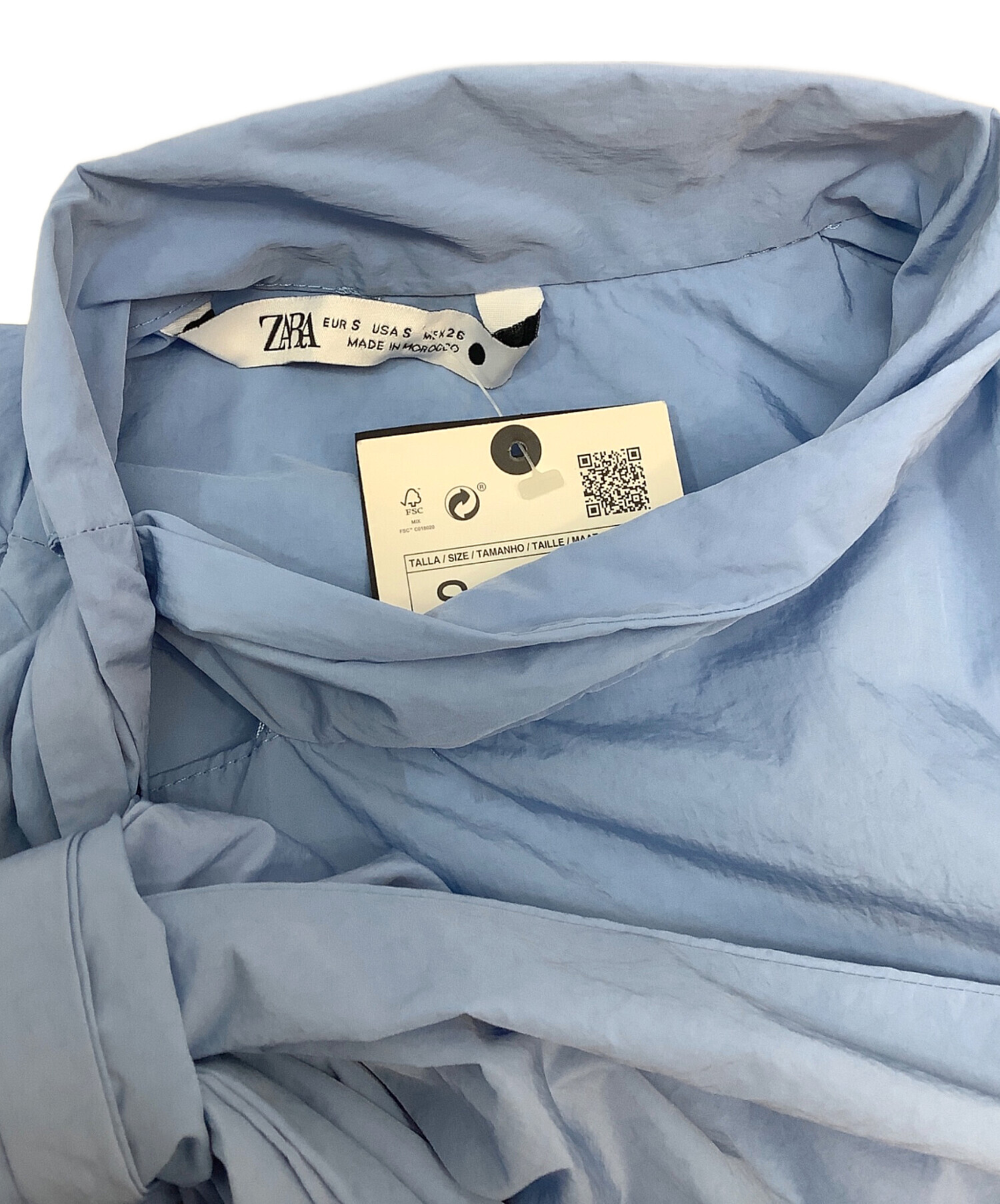 中古・古着通販】ZARA (ザラ) リボン シャツ ブラウス ブルー サイズ:S 
