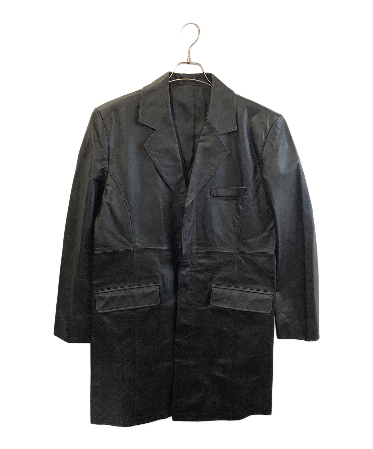 中古・古着通販】VISARUNO (ビサルノ) レザーロングコート ブラック