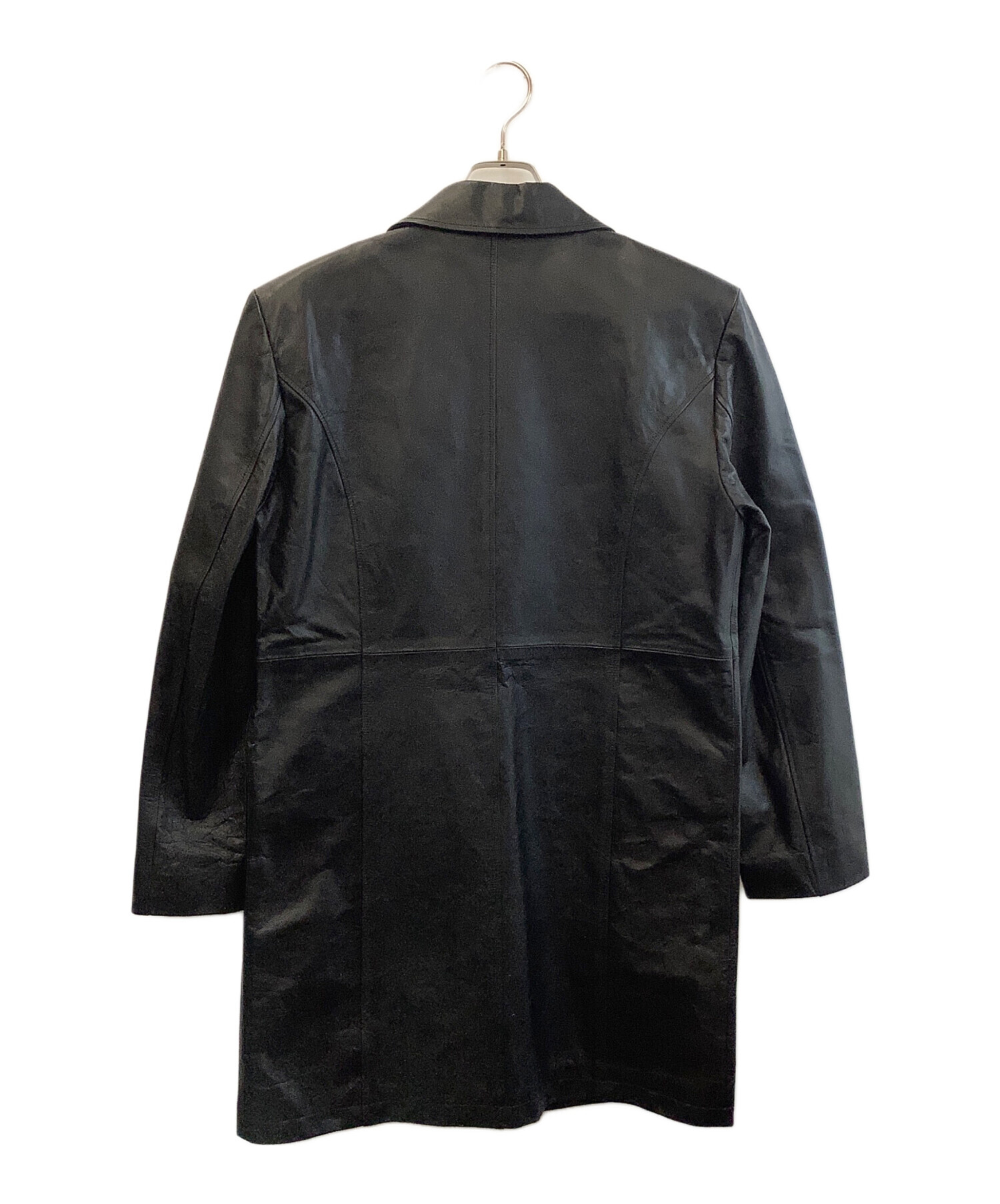 中古・古着通販】VISARUNO (ビサルノ) レザーロングコート ブラック