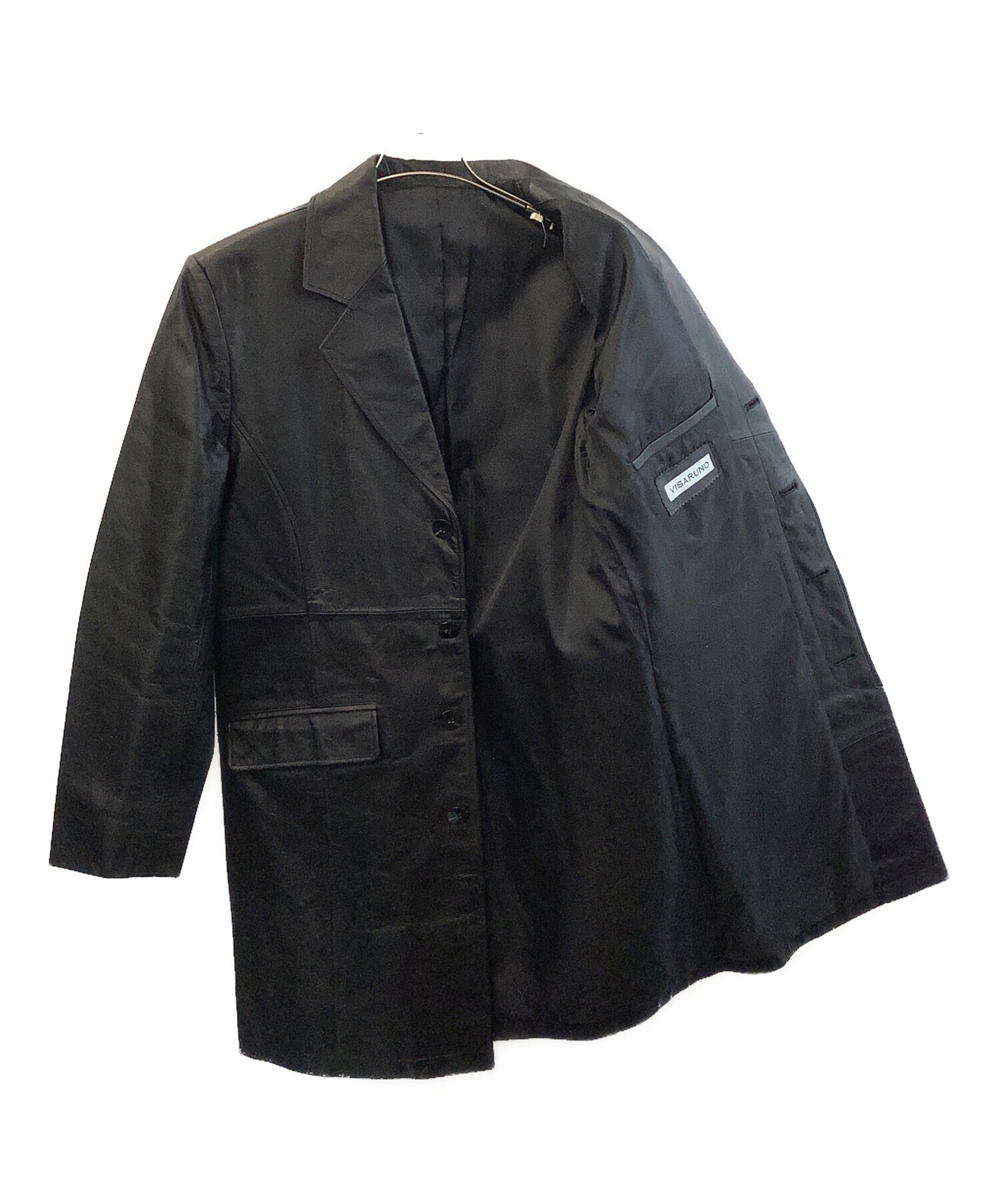 中古・古着通販】VISARUNO (ビサルノ) レザーロングコート ブラック