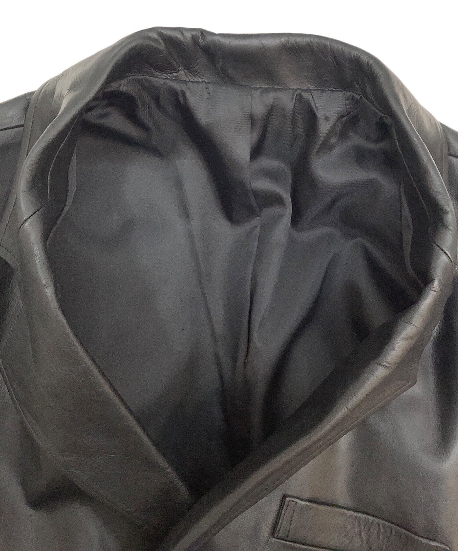中古・古着通販】VISARUNO (ビサルノ) レザーロングコート ブラック