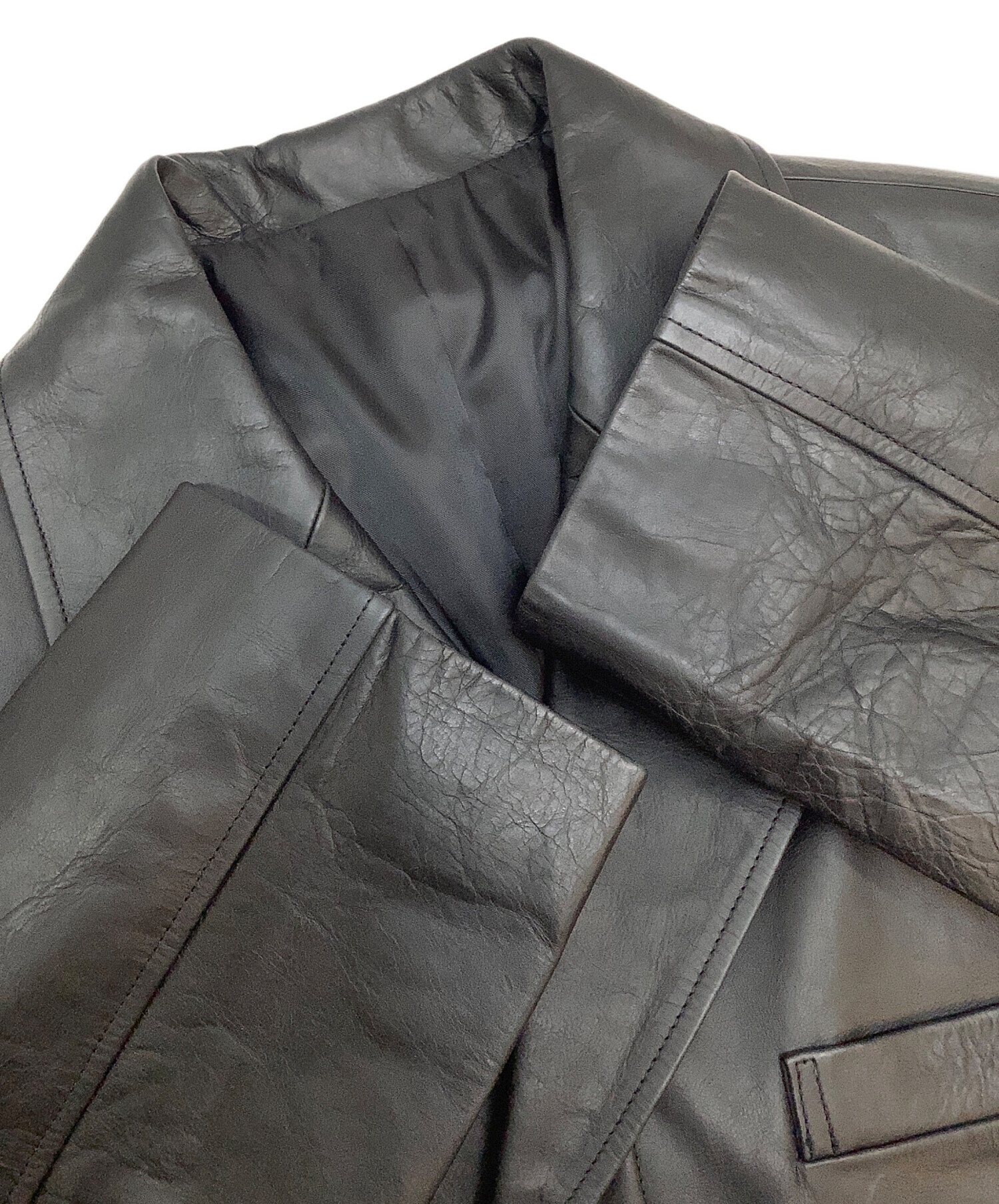 中古・古着通販】VISARUNO (ビサルノ) レザーロングコート ブラック