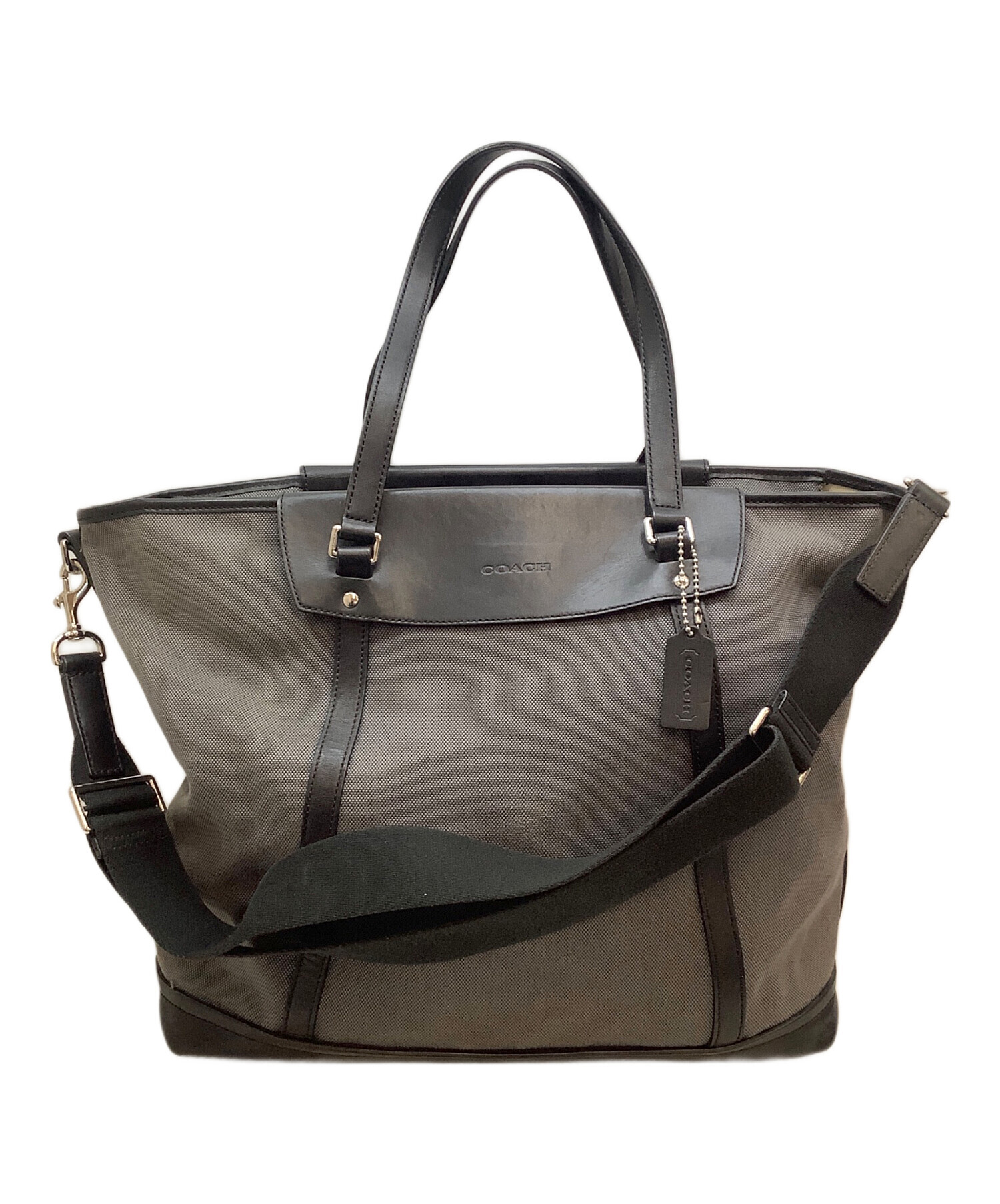 中古・古着通販】COACH (コーチ) ショルダーバッグ ブラック×グレー 