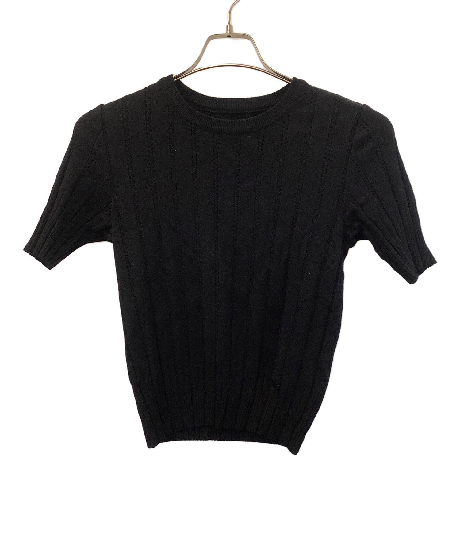 中古・古着通販】FOXEY (フォクシー) 半袖ニット ブラック サイズ:38