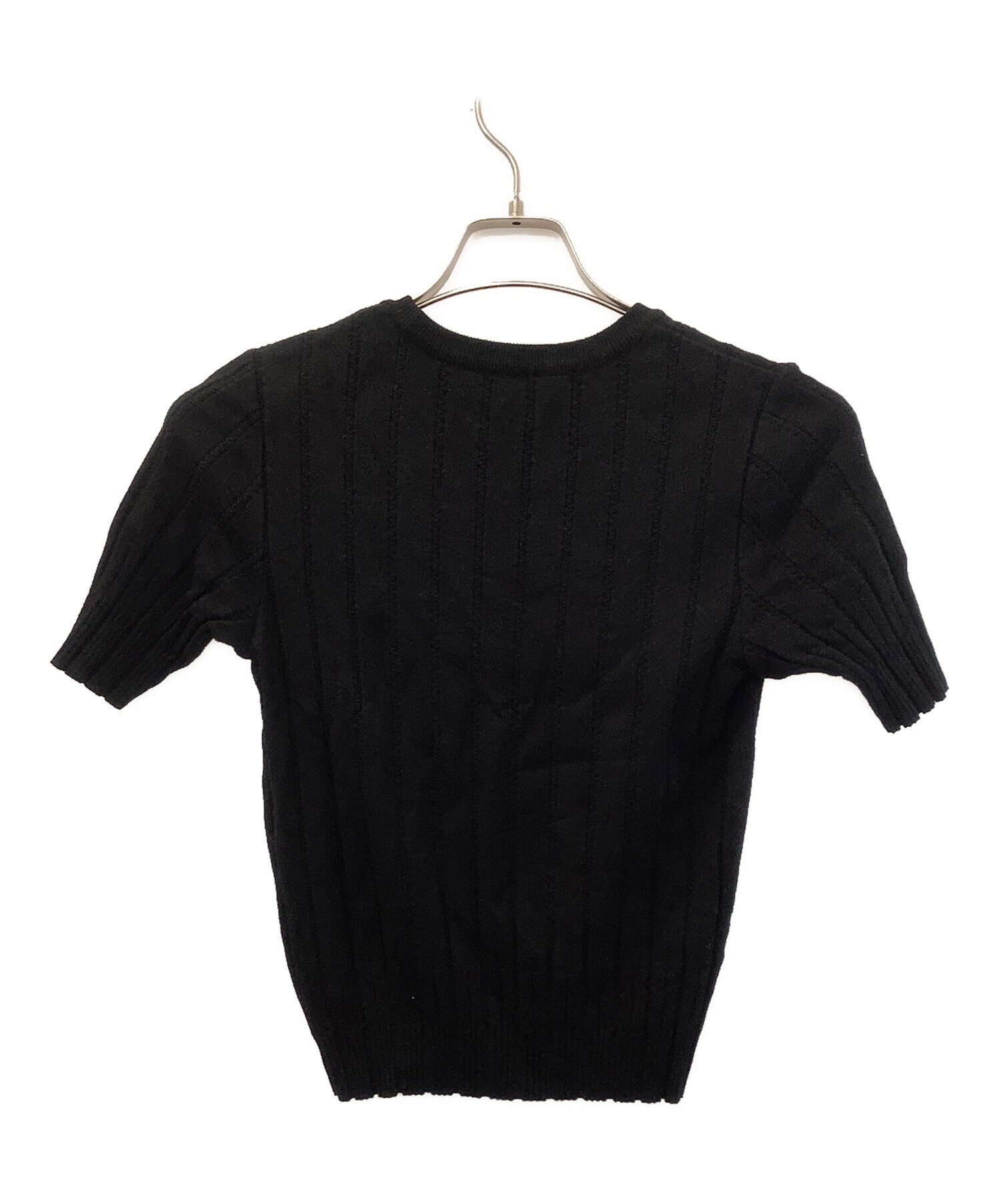 中古・古着通販】FOXEY (フォクシー) 半袖ニット ブラック サイズ:38