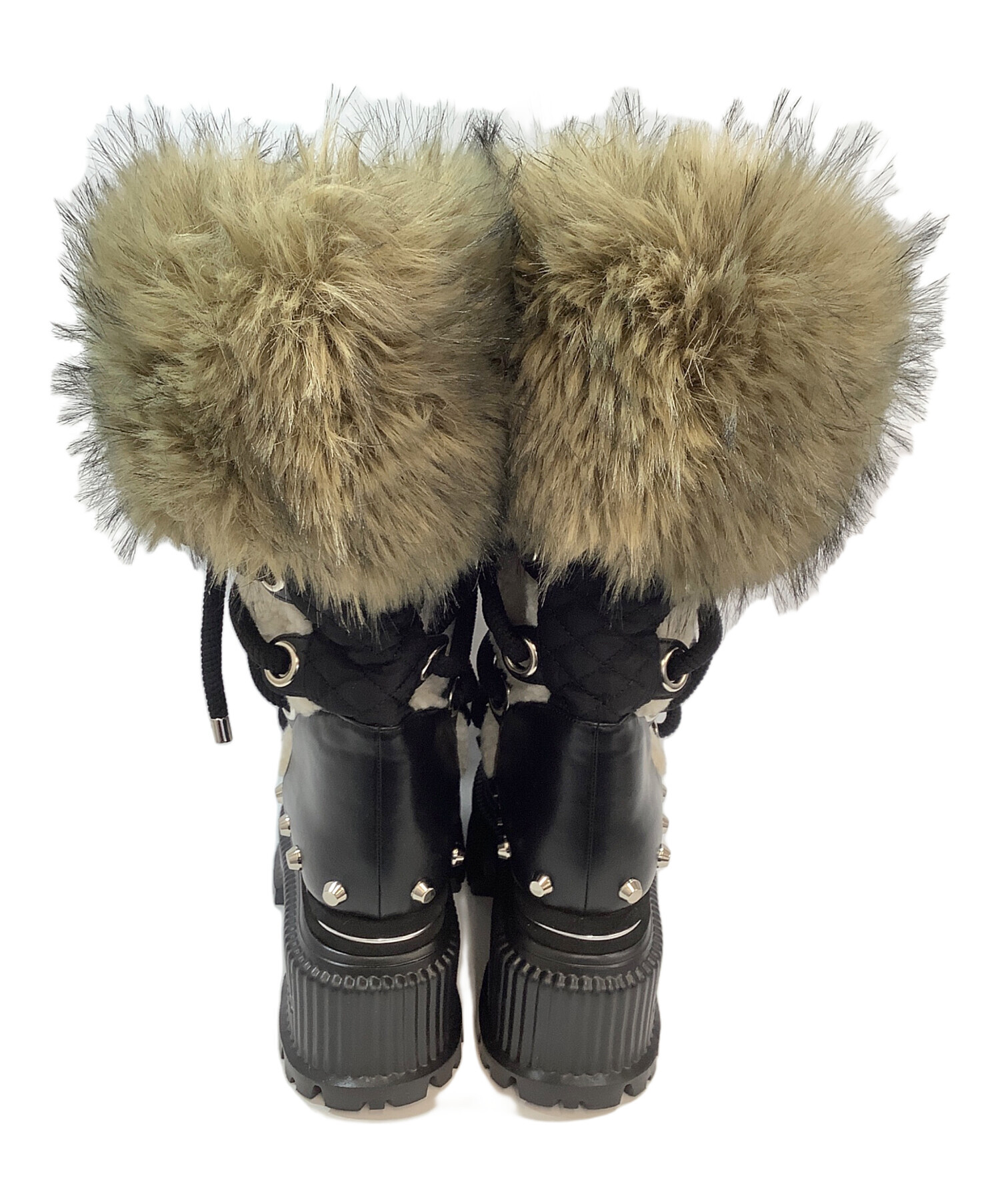 中古・古着通販】YELLO (イエロー) TWO-TONE SHORT BOOTS ブラック
