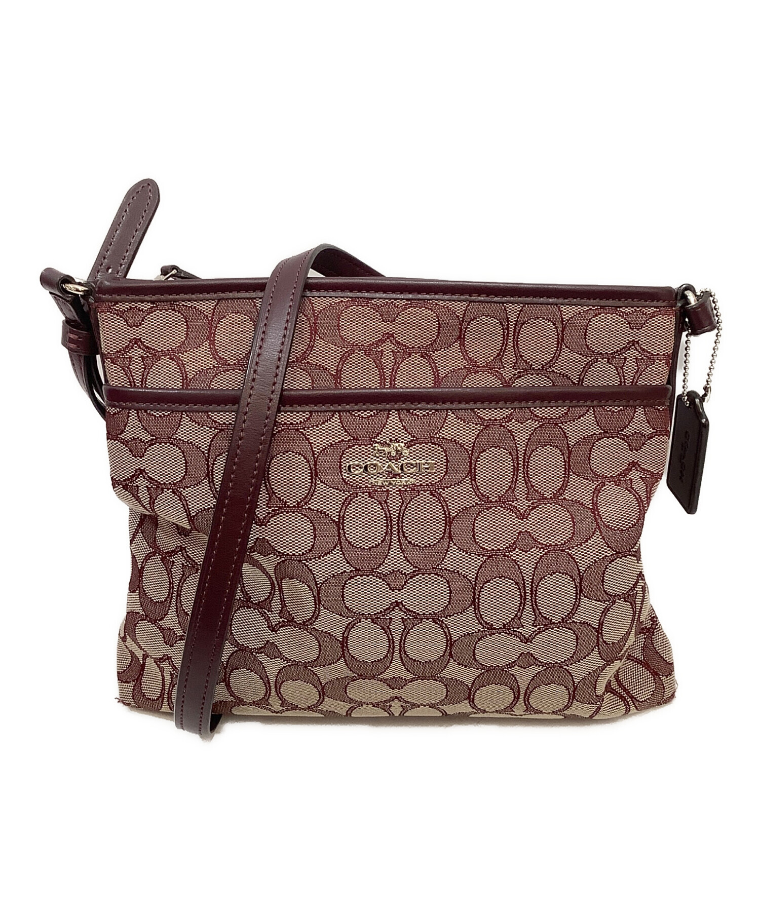 中古・古着通販】COACH (コーチ) ショルダーバッグ ベージュ×パープル 