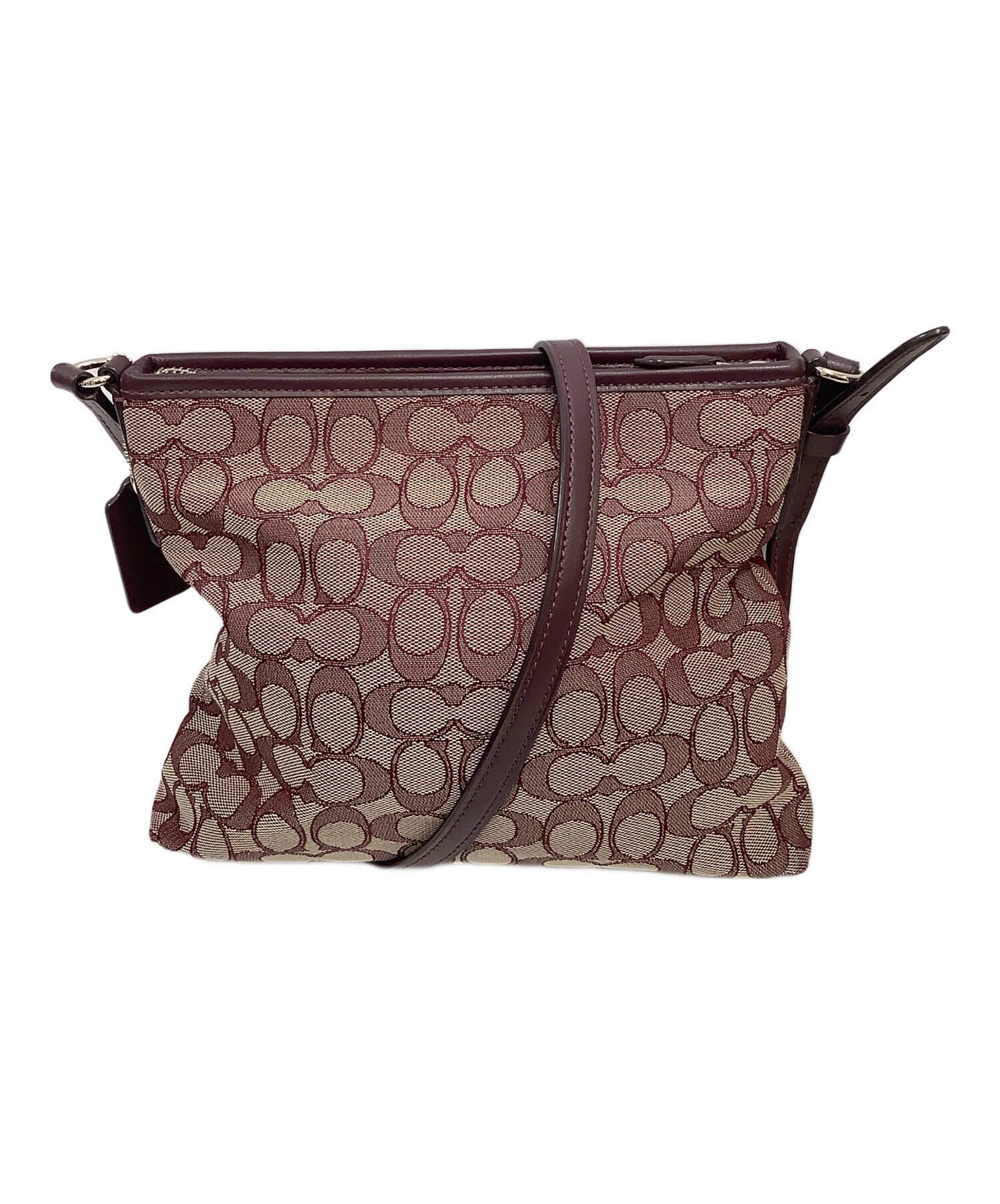 中古・古着通販】COACH (コーチ) ショルダーバッグ ベージュ×パープル 