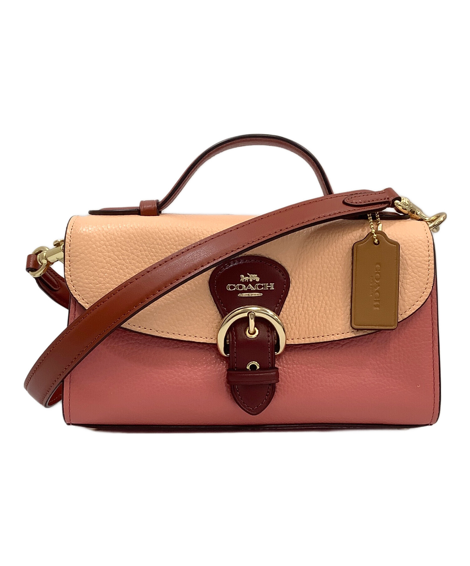 中古・古着通販】COACH (コーチ) ショルダーバッグ オレンジ×ピンク 