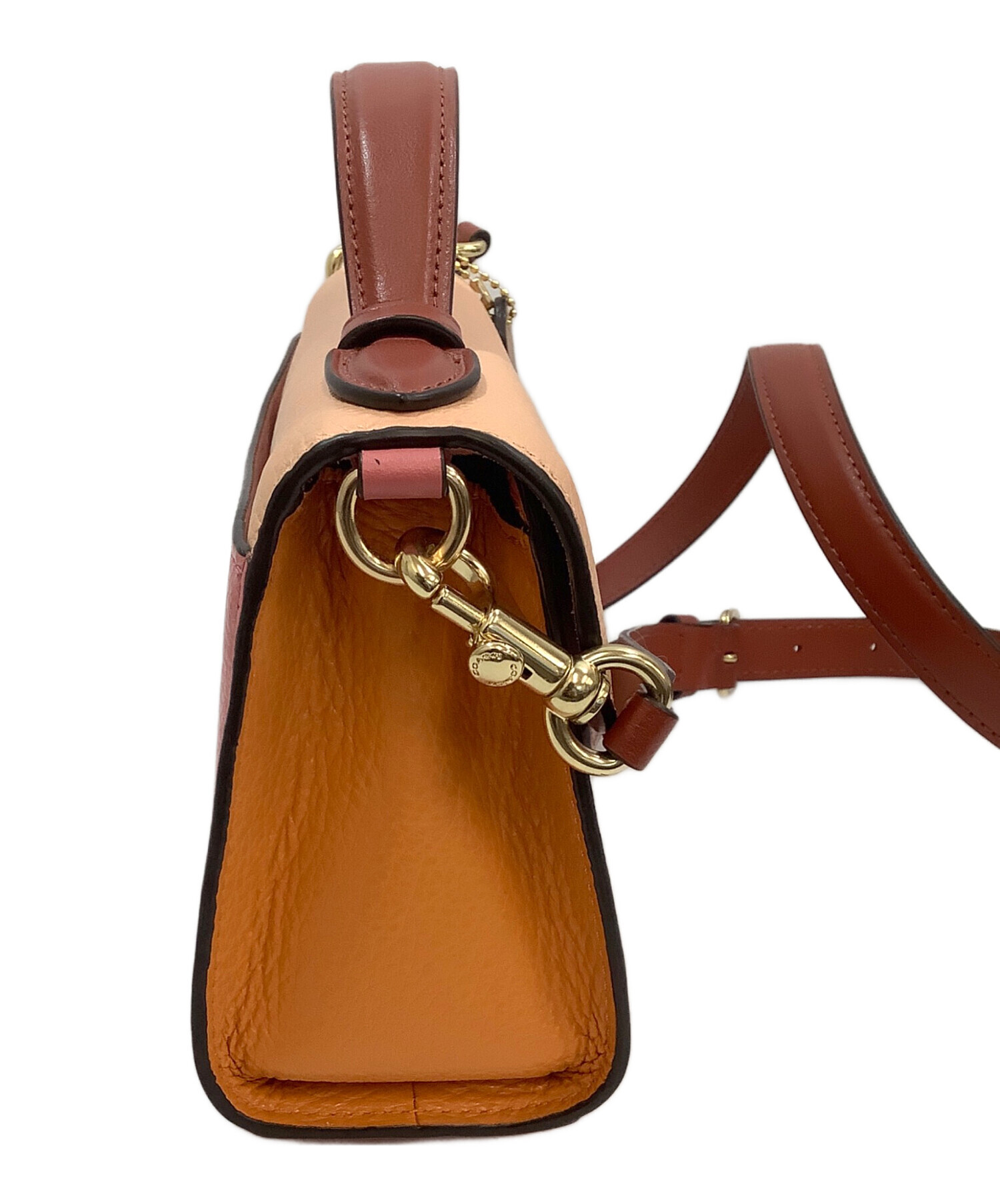 中古・古着通販】COACH (コーチ) ショルダーバッグ オレンジ×ピンク 