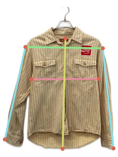 ERL 春夏コカコーラシャツ 1回着用 Lサイズ　 USED加工 中古・古着通販】Coca Cola (コカコーラ) 長袖シャツ ベージュ サイズ