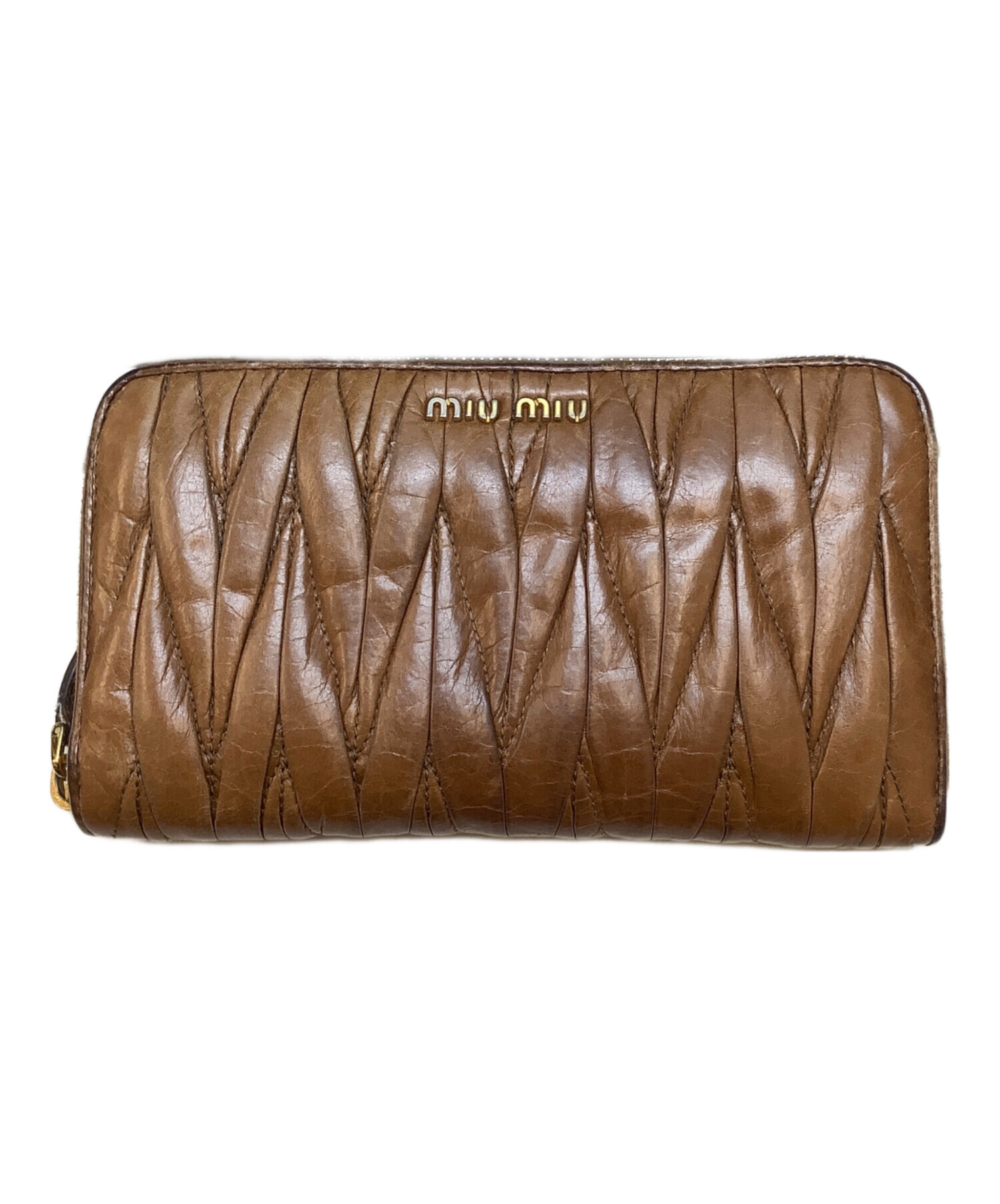 【X'masセール★30%OFF】ミュウミュウ MIUMIU 長財布クロコダイル調 ベージュ×ブラウン系 レディース 中古 中古・古着通販】MIU MIU (ミュウミュウ) 長財布 ブラウン｜ブランド