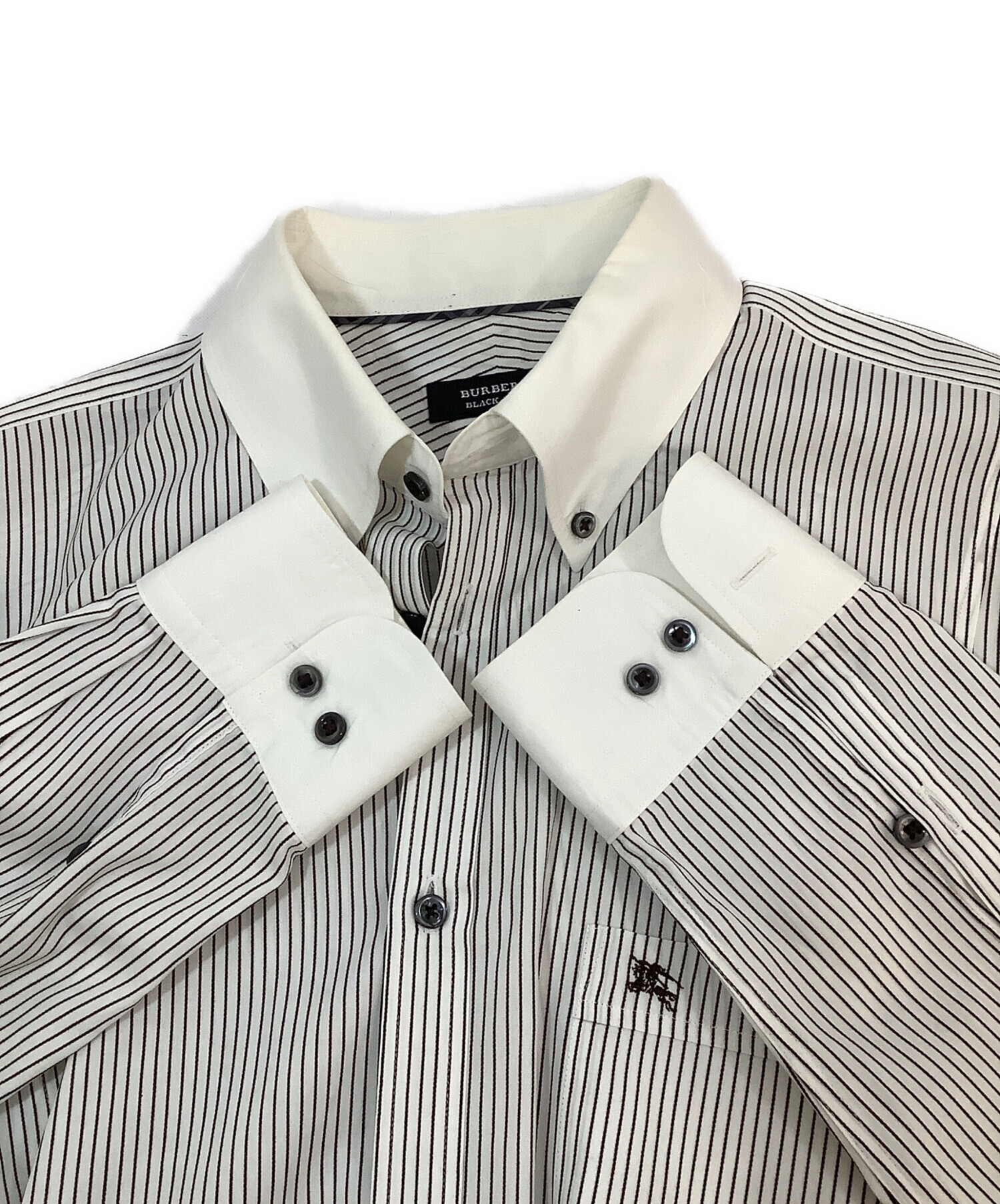 Burberry　ティッシ期　現行タグ　シルク100 長袖シャツ　襟切り替え 中古・古着通販】BURBERRY BLACK LABEL (バーバリーブラックレーベル