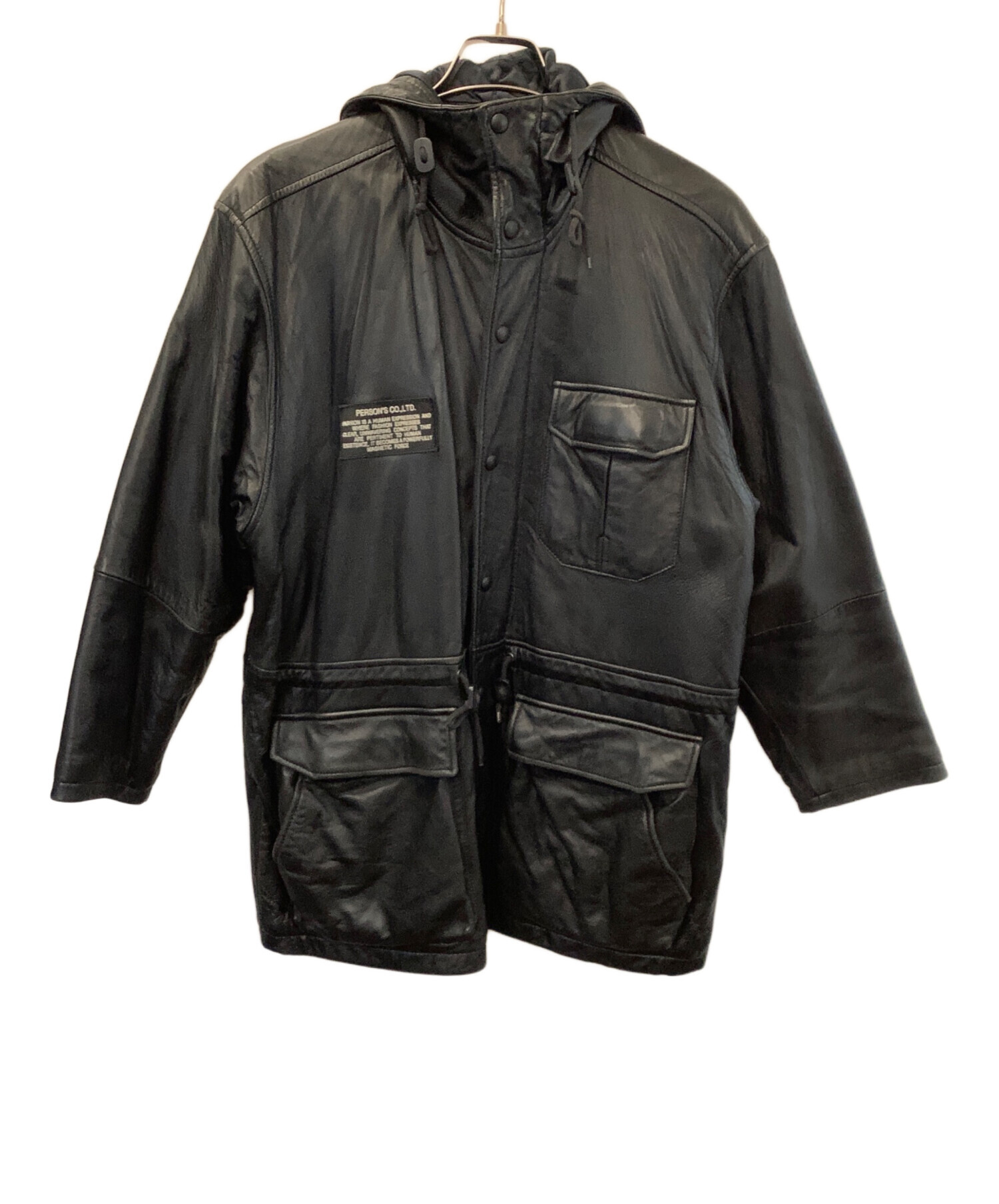中古・古着通販】PERSON'S (パーソンズ) レザーコート ブラック サイズ