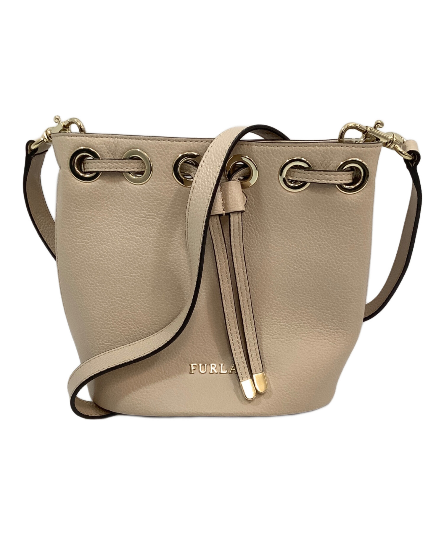 FURLA ベージュ 巾着型ショルダーバッグ 中古・古着通販】FURLA (フルラ) 巾着ショルダーバッグ ベージュ