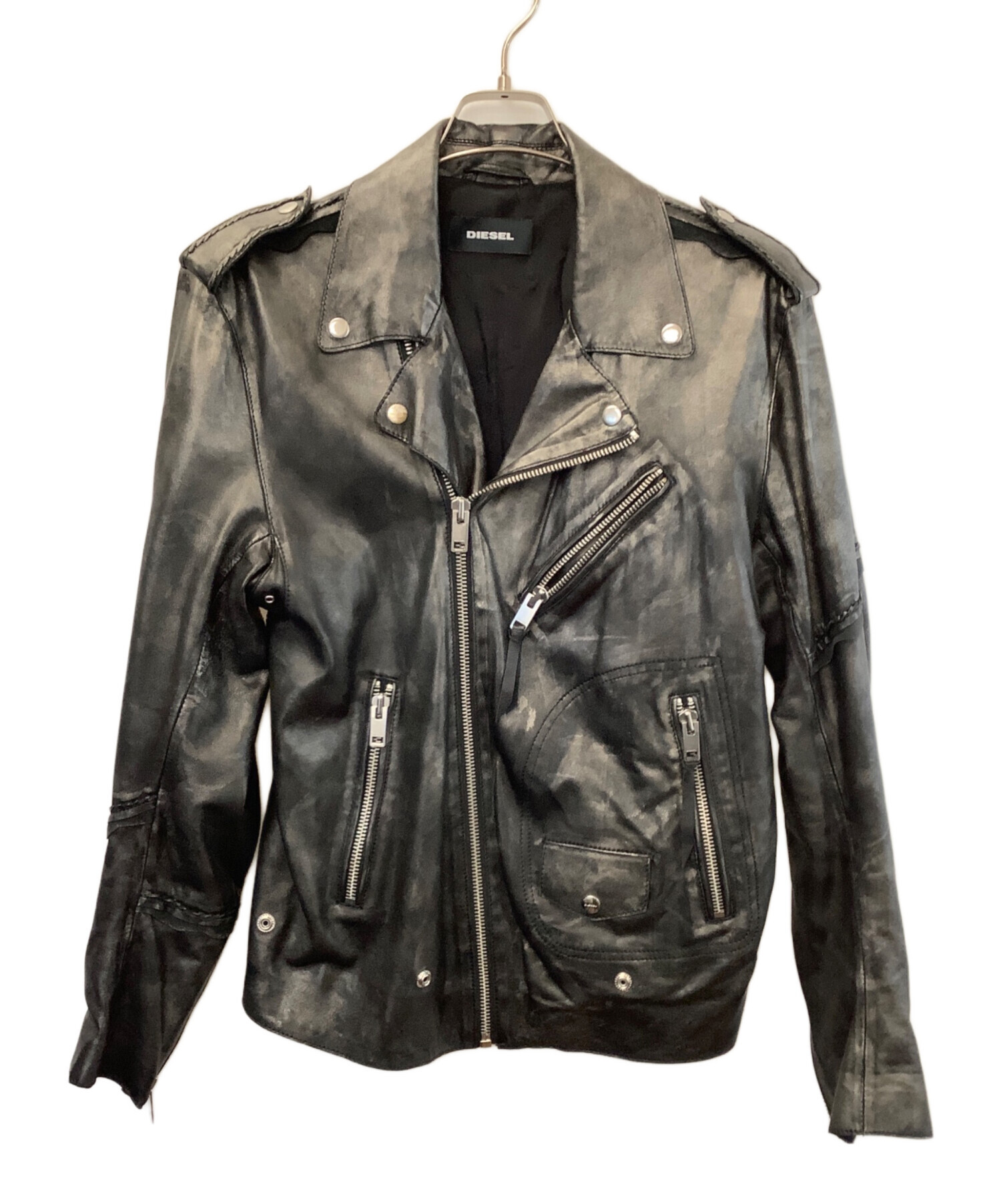 中古・古着通販】DIESEL (ディーゼル) ライダースジャケット シルバー