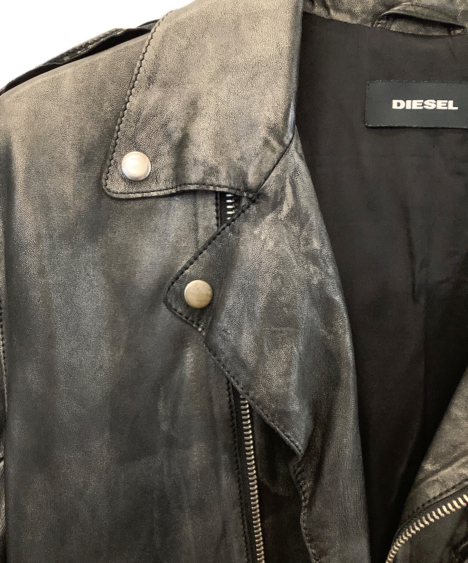 中古・古着通販】DIESEL (ディーゼル) ライダースジャケット シルバー