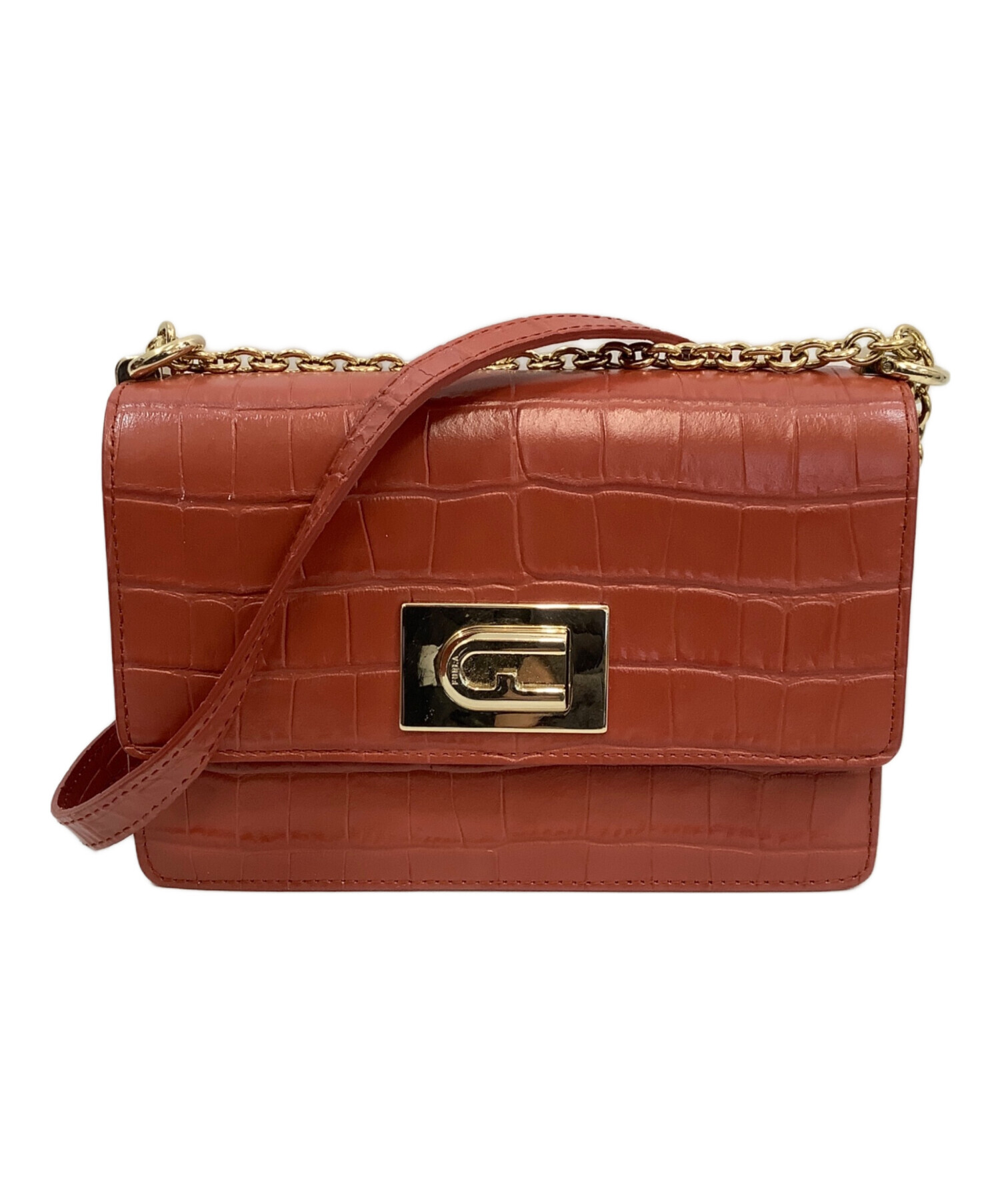 中古・古着通販】FURLA (フルラ) チェーンショルダーバッグ レッド 