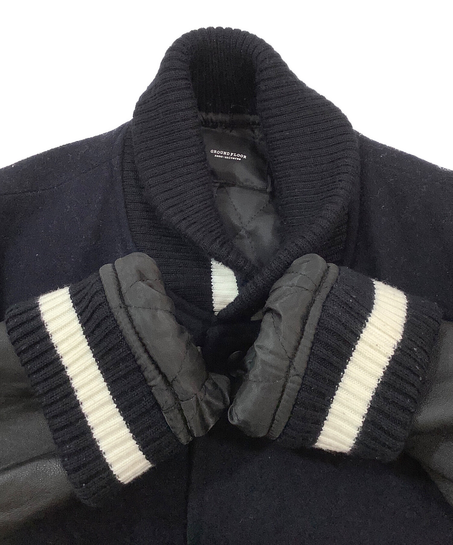 新品タグ付ナノユニバース GROUND FLOOR 紺スタジャンM 中古・古着通販】nano・universe (ナノ・ユニバース) スタジャン