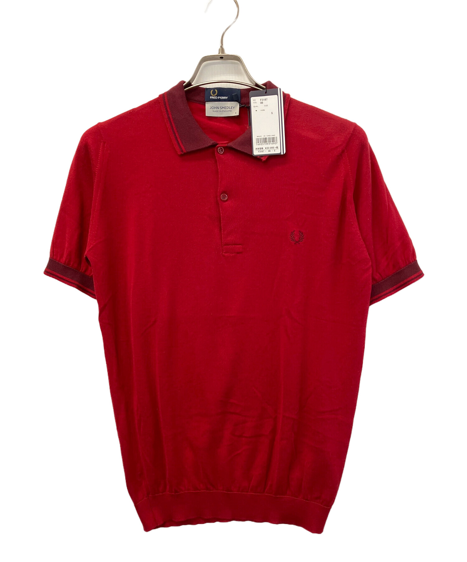 JOHN SMEDLEY 半袖ポロシャツ 赤 レッド S Blaze Red 中古・古着通販】FRED PERRY (フレッドペリー) JOHN SMEDLEY (ジョン