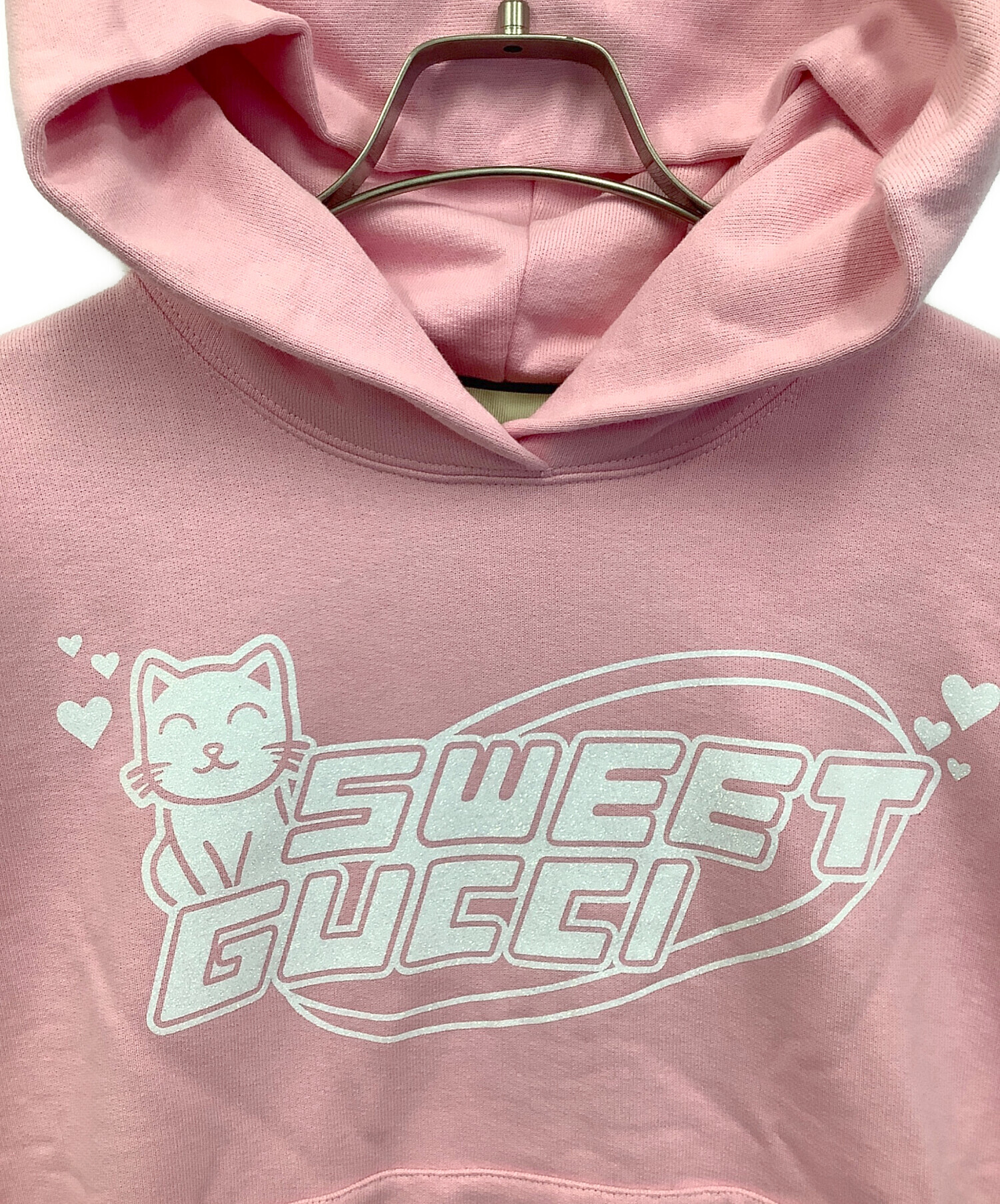 中古・古着通販】GUCCI (グッチ) プルオーバーパーカー ピンク サイズ