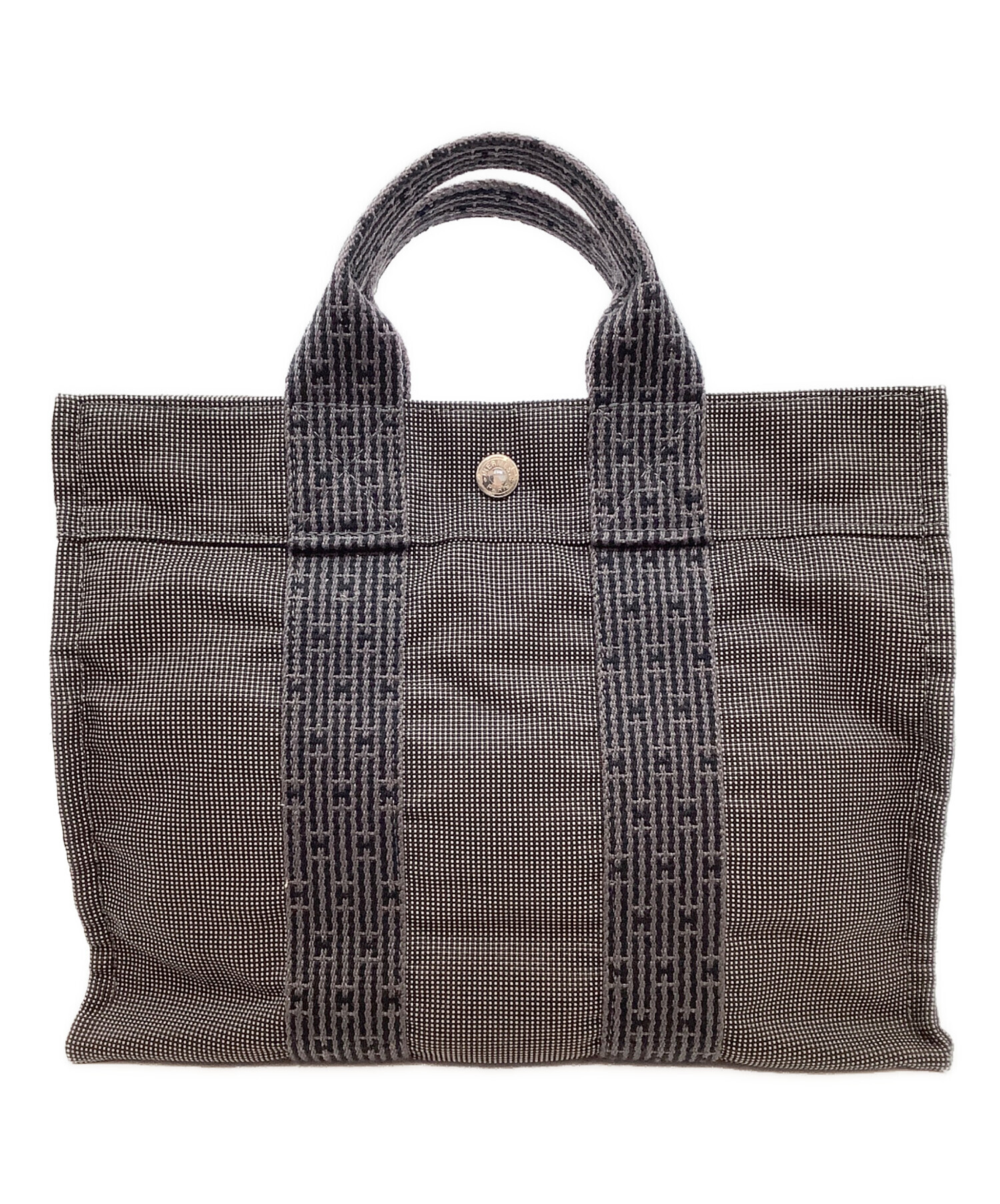 美品 HERMESブラック キャンバストートバッグ 中古・古着通販】HERMES (エルメス) キャンバストートバッグ ブラック