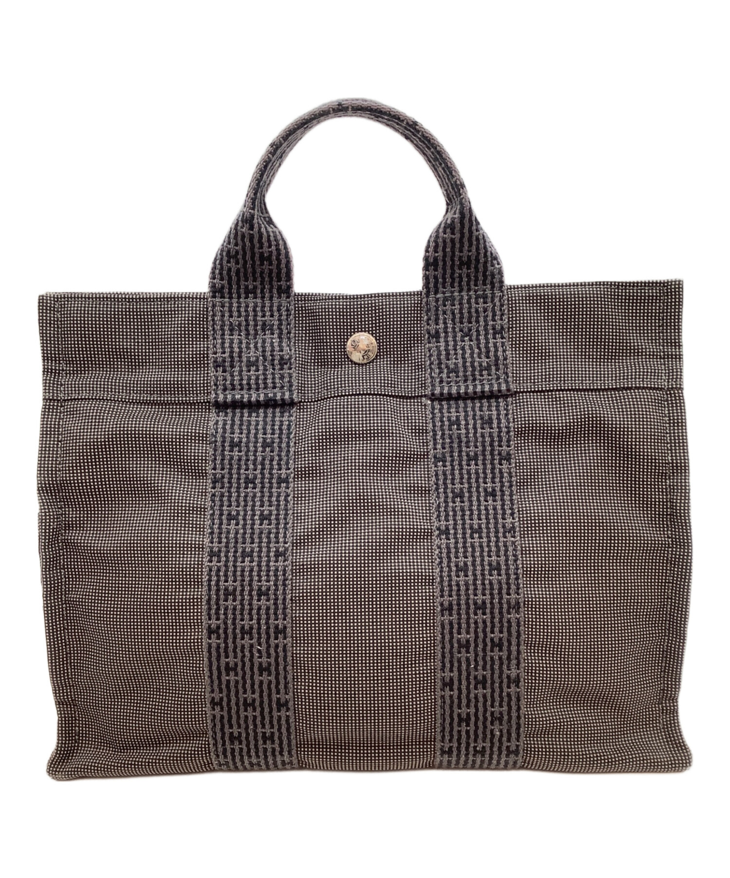 エルメス ブラック キャンバストートバッグ 中古・古着通販】HERMES (エルメス) キャンバストートバッグ ブラック