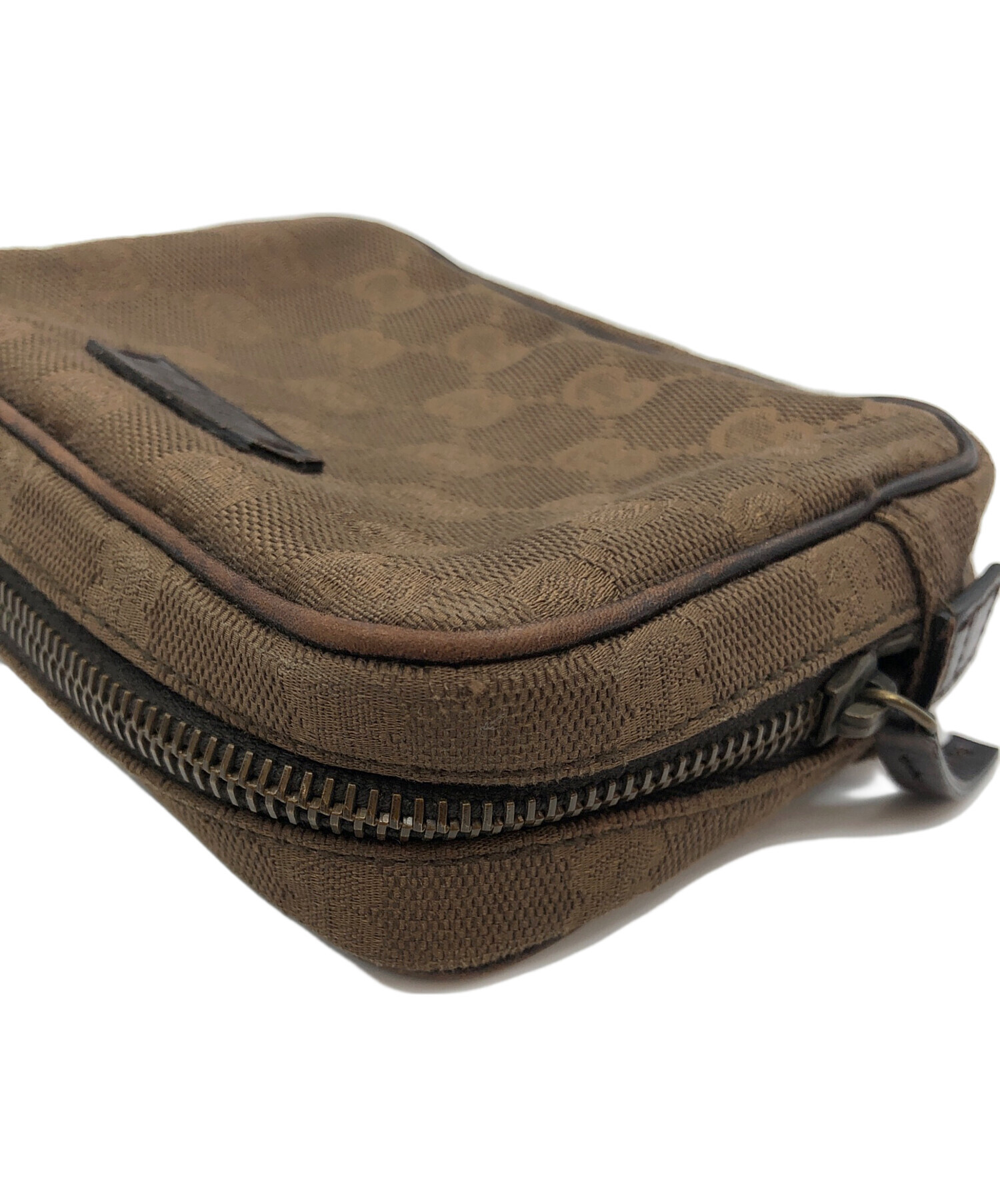 中古・古着通販】GUCCI (グッチ) GGキャンバス ポーチ ブラウン