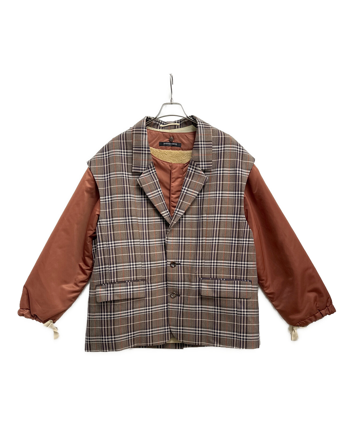 3T6194【送料185円】新品 KAZUYUKI KUMAGAI 80/2度詰天竺クルーネックレイヤードT カズユキクマガイ KJ71-005 Tシャツ Attachment Kazuyuki Kumagai Jacket Size 3 Light Gray Wool